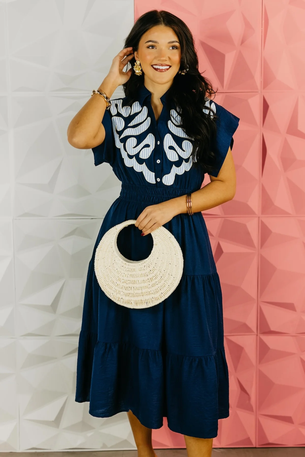 The Isaiah Embroidered Tiered Midi Dress - Image 3