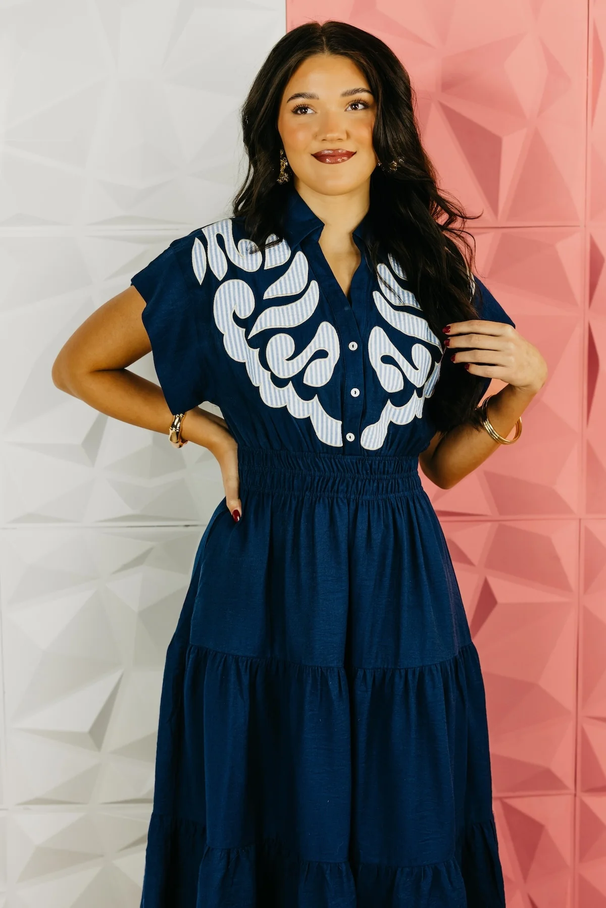 The Isaiah Embroidered Tiered Midi Dress - Image 8