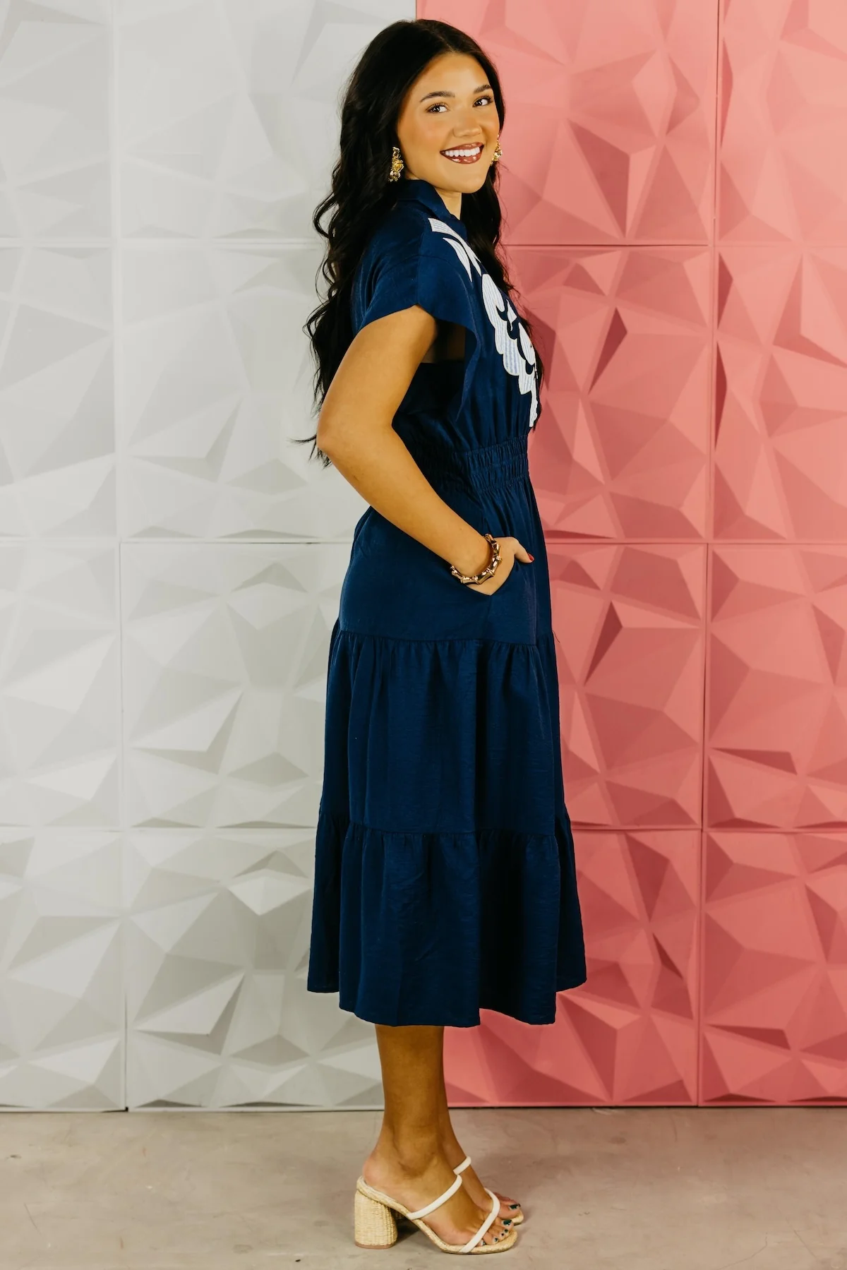 The Isaiah Embroidered Tiered Midi Dress - Image 9