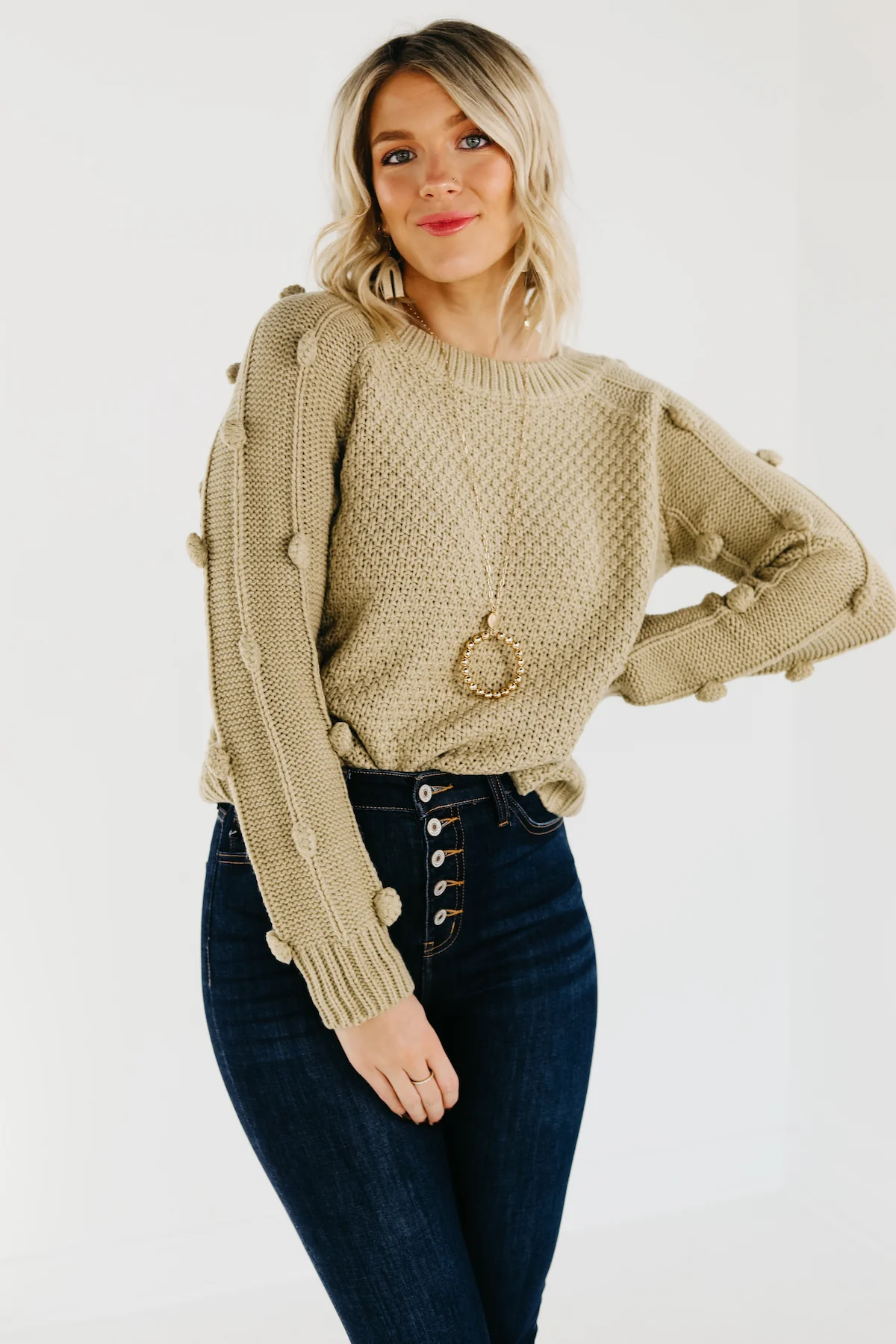 The Jaelyn Pom Sleeve Sweater - FINAL SALE - Image 10