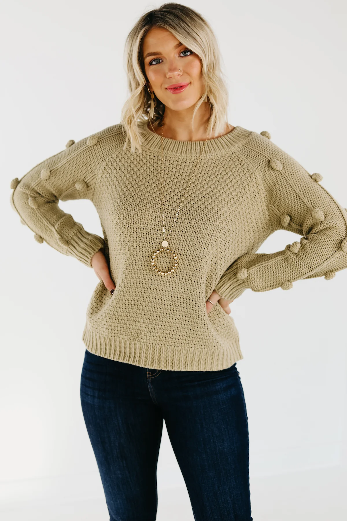 The Jaelyn Pom Sleeve Sweater - FINAL SALE - Image 12
