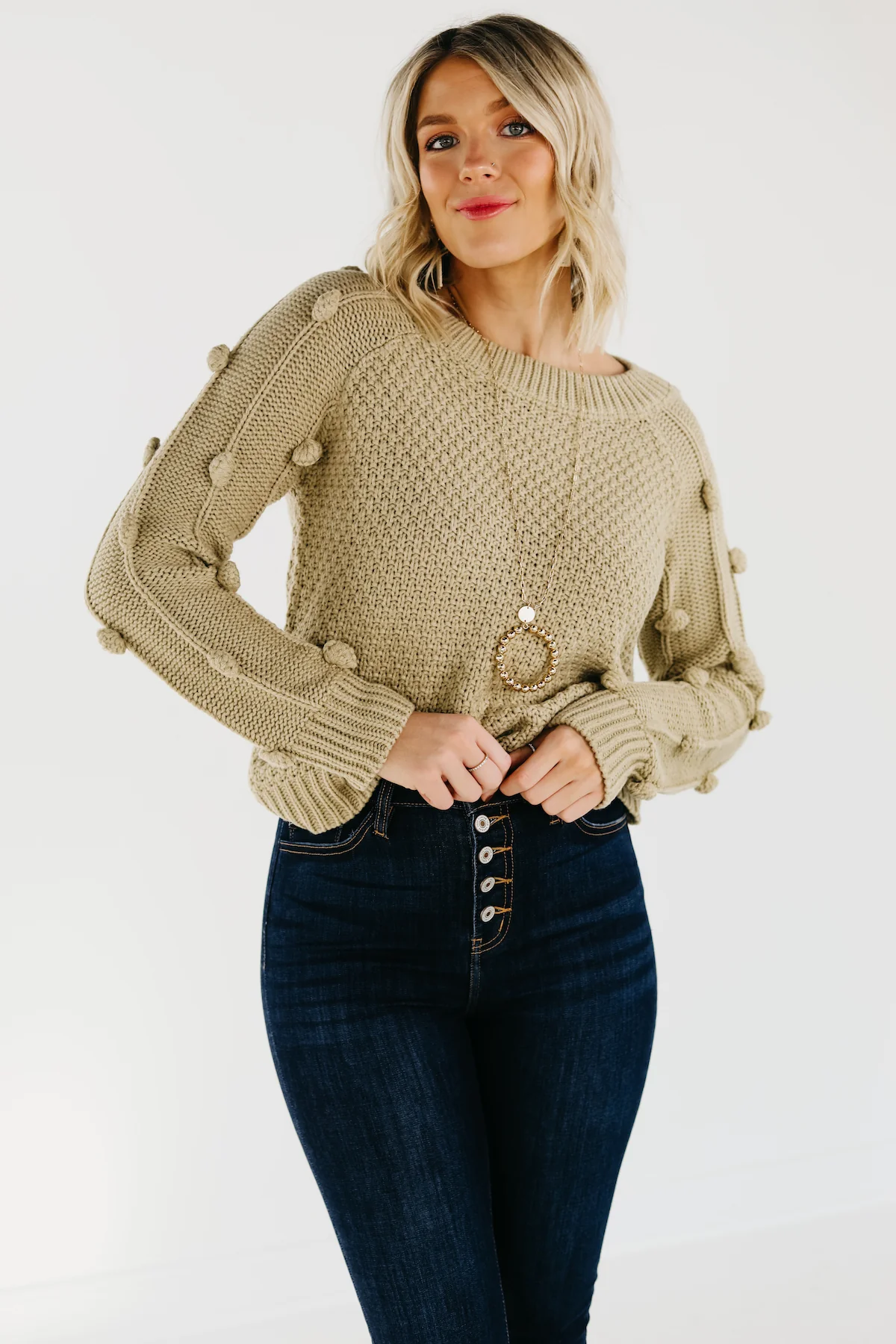 The Jaelyn Pom Sleeve Sweater - FINAL SALE - Image 5