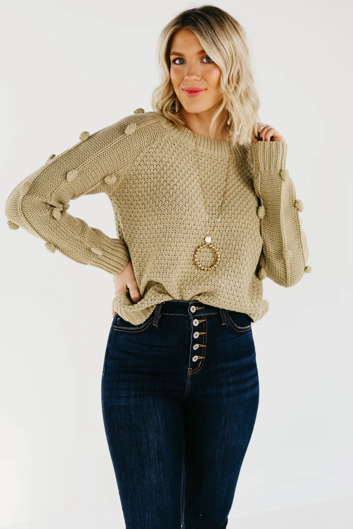 The Jaelyn Pom Sleeve Sweater - FINAL SALE - Image 6