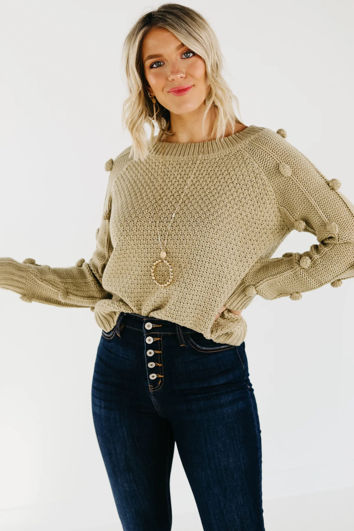 The Jaelyn Pom Sleeve Sweater - FINAL SALE - Image 8