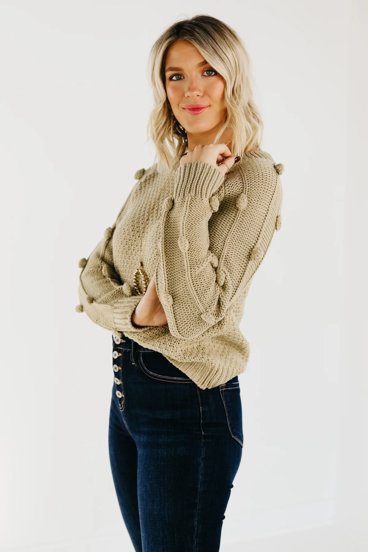 The Jaelyn Pom Sleeve Sweater - FINAL SALE - Image 9