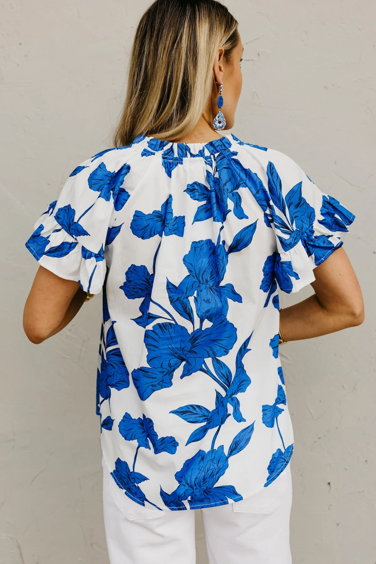 The Javier Floral Flutter Sleeve Blouse - Image 10