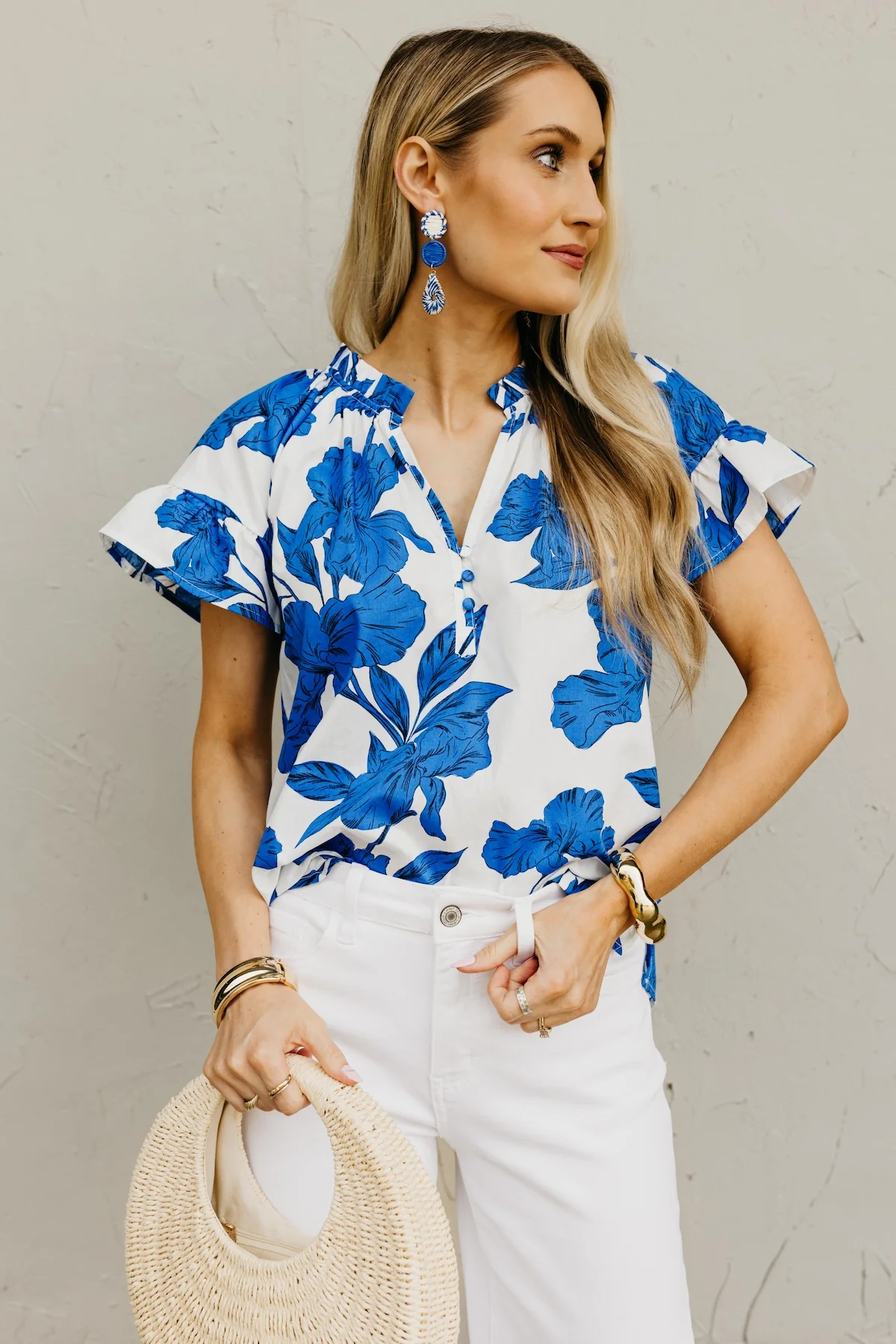 The Javier Floral Flutter Sleeve Blouse - Image 4