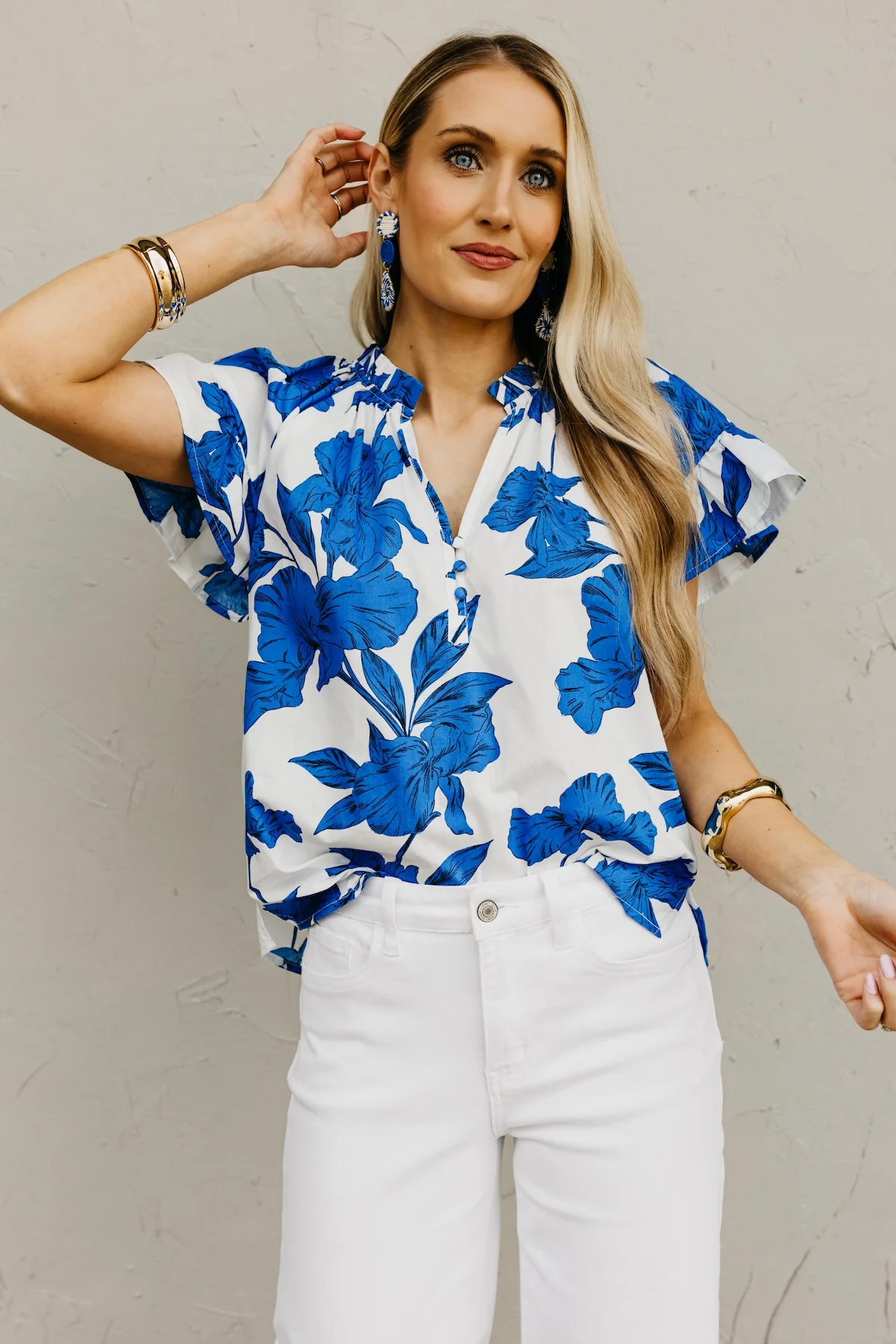 The Javier Floral Flutter Sleeve Blouse - Image 6