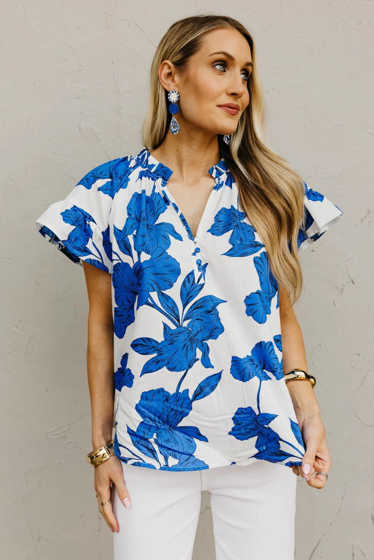 The Javier Floral Flutter Sleeve Blouse - Image 8