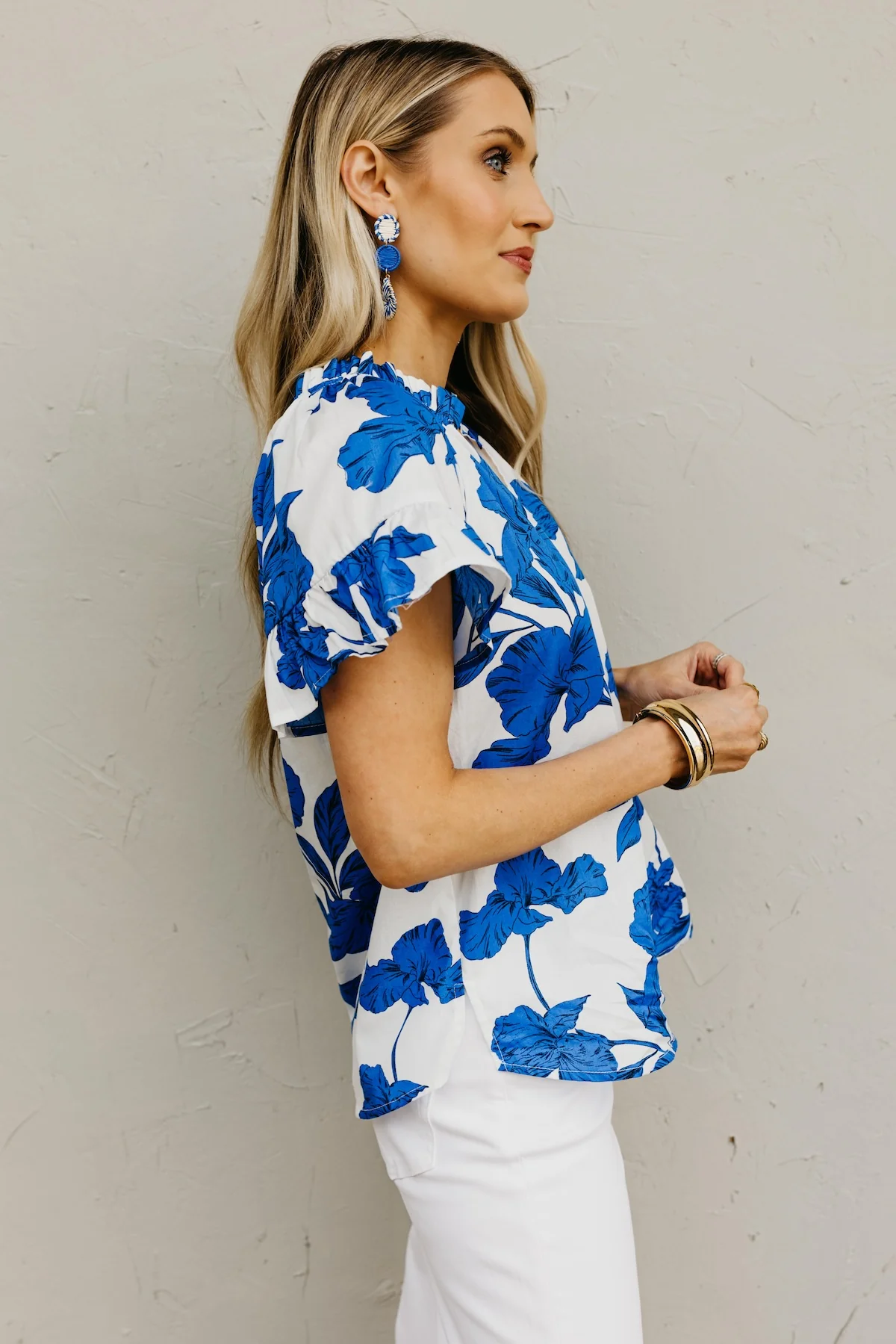 The Javier Floral Flutter Sleeve Blouse - Image 9