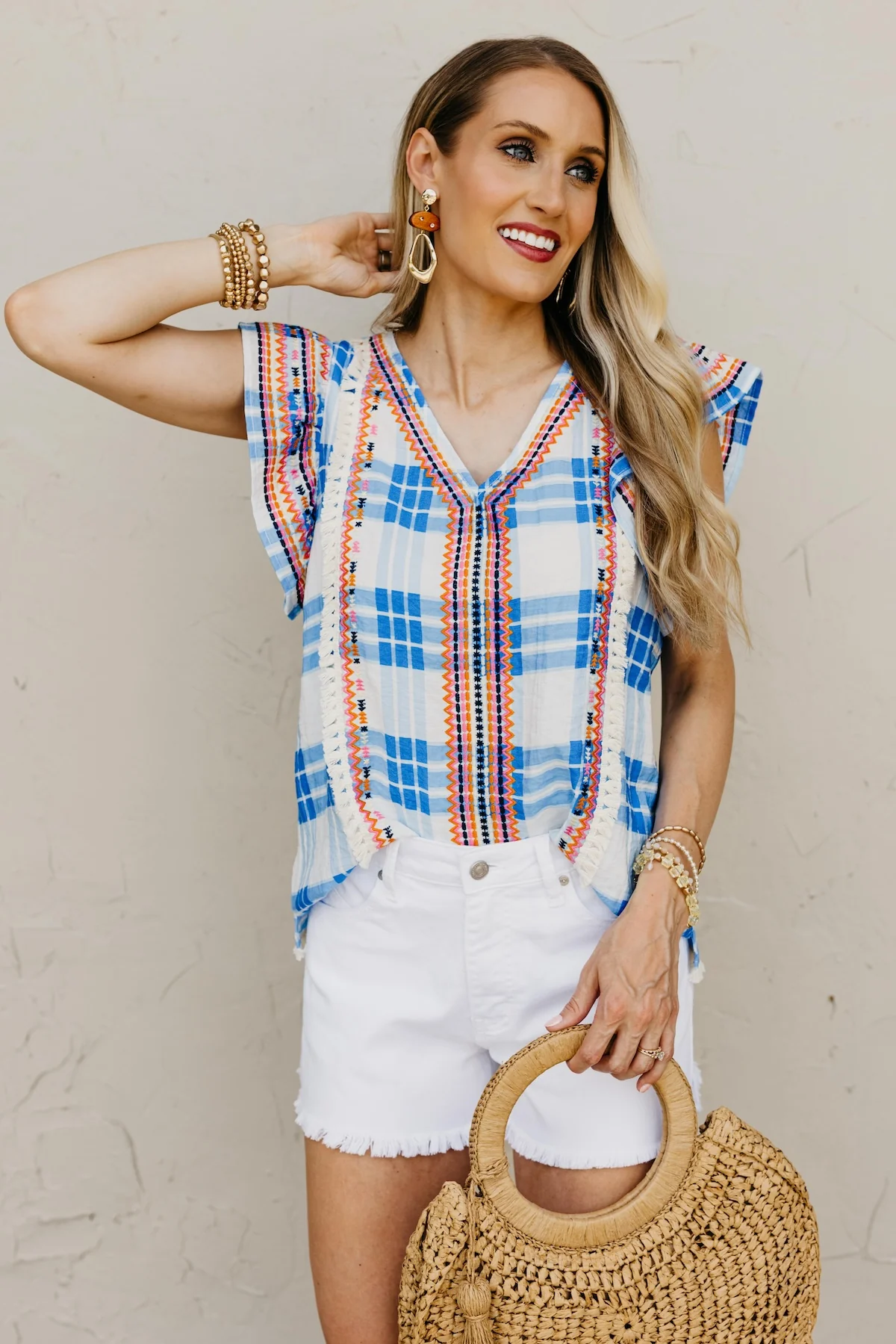 The Jayson Plaid Embroidered Top - Image 3