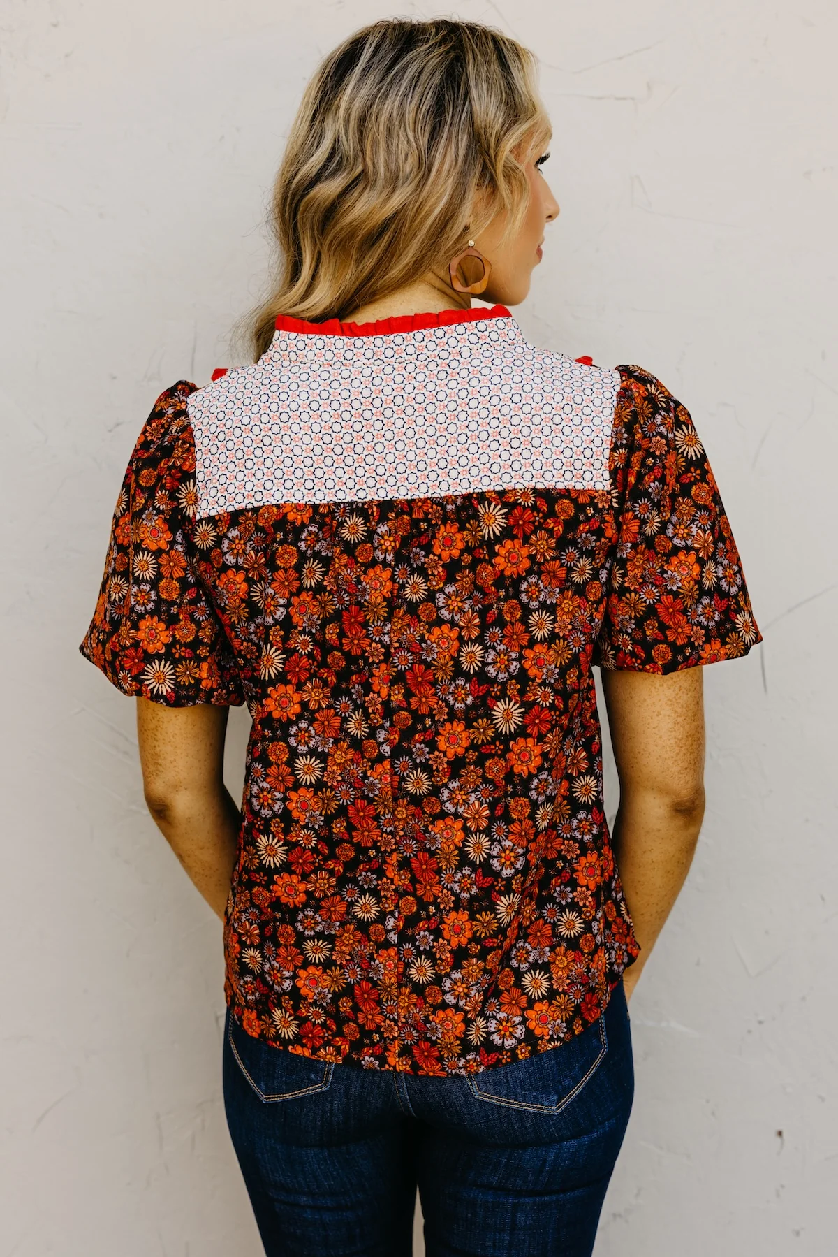The Jessica Floral Contrast Corduroy Top - Image 10