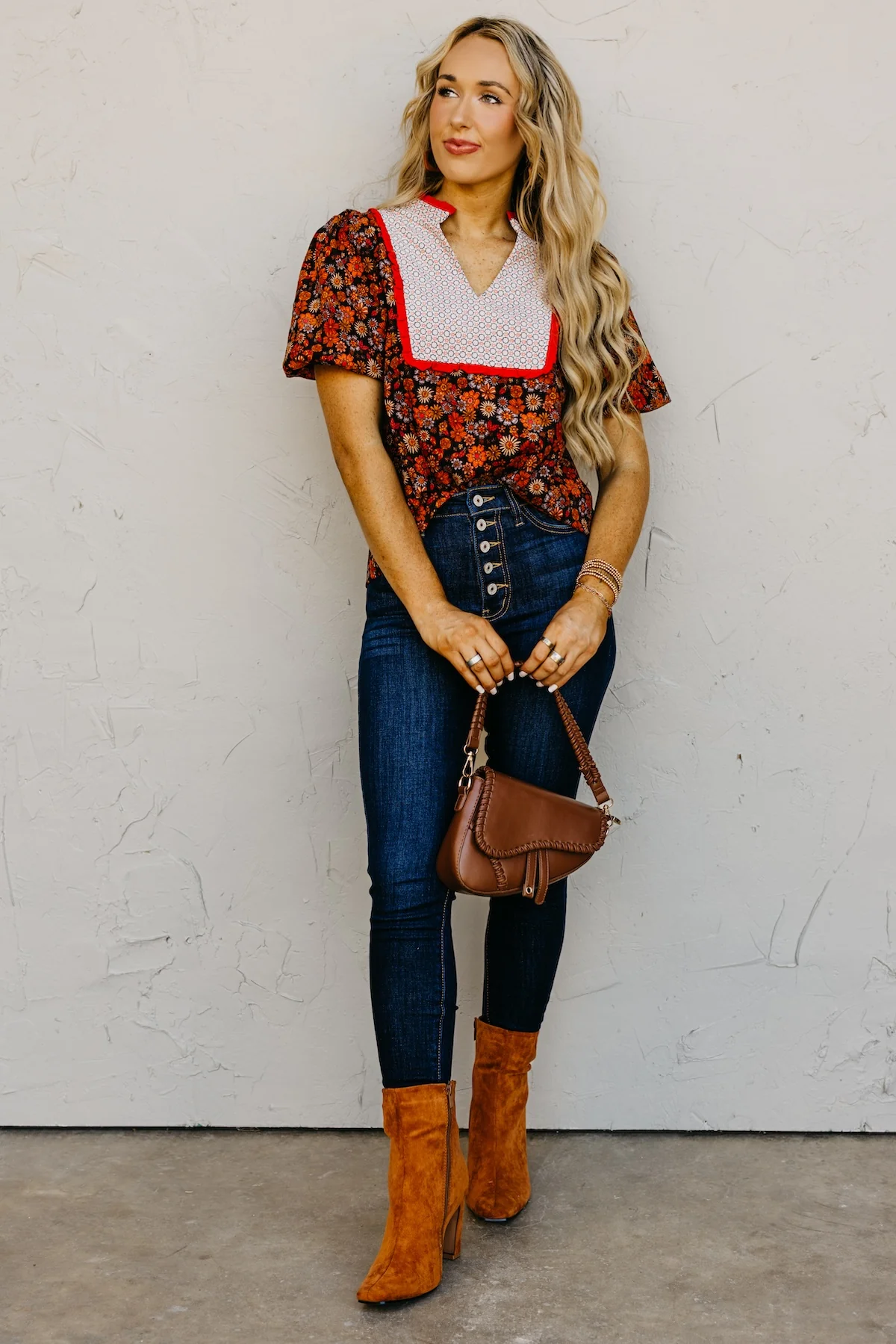 The Jessica Floral Contrast Corduroy Top - Image 2