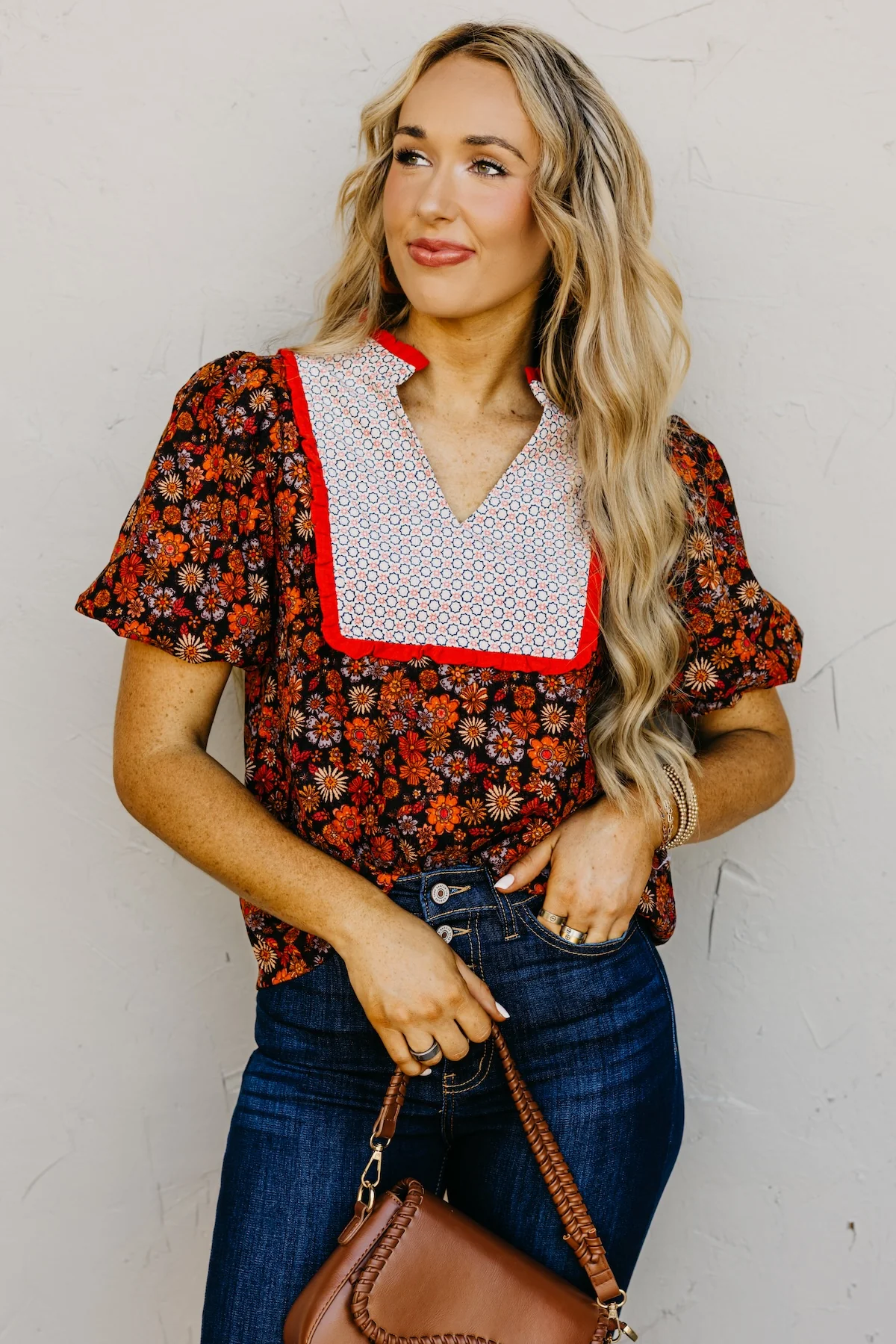 The Jessica Floral Contrast Corduroy Top - Image 5