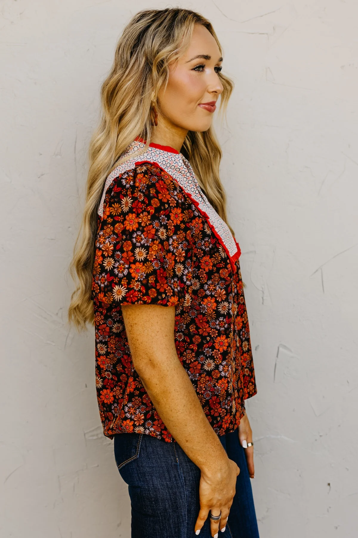 The Jessica Floral Contrast Corduroy Top - Image 6