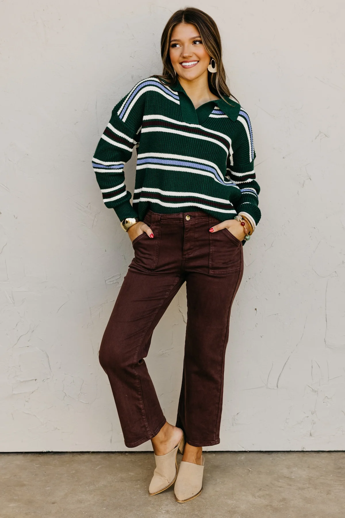The Joanie Collared Stripe Sweater - Image 2
