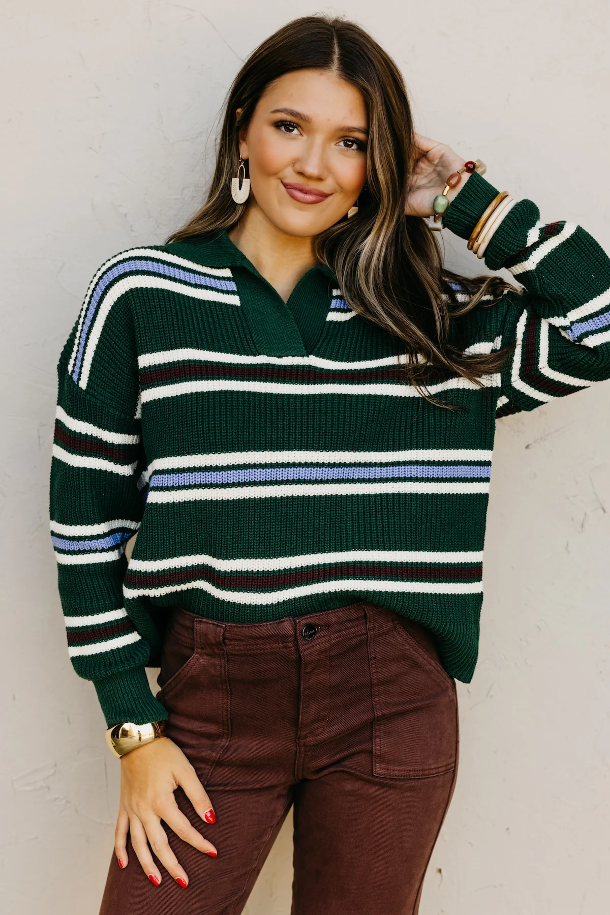The Joanie Collared Stripe Sweater - Image 3