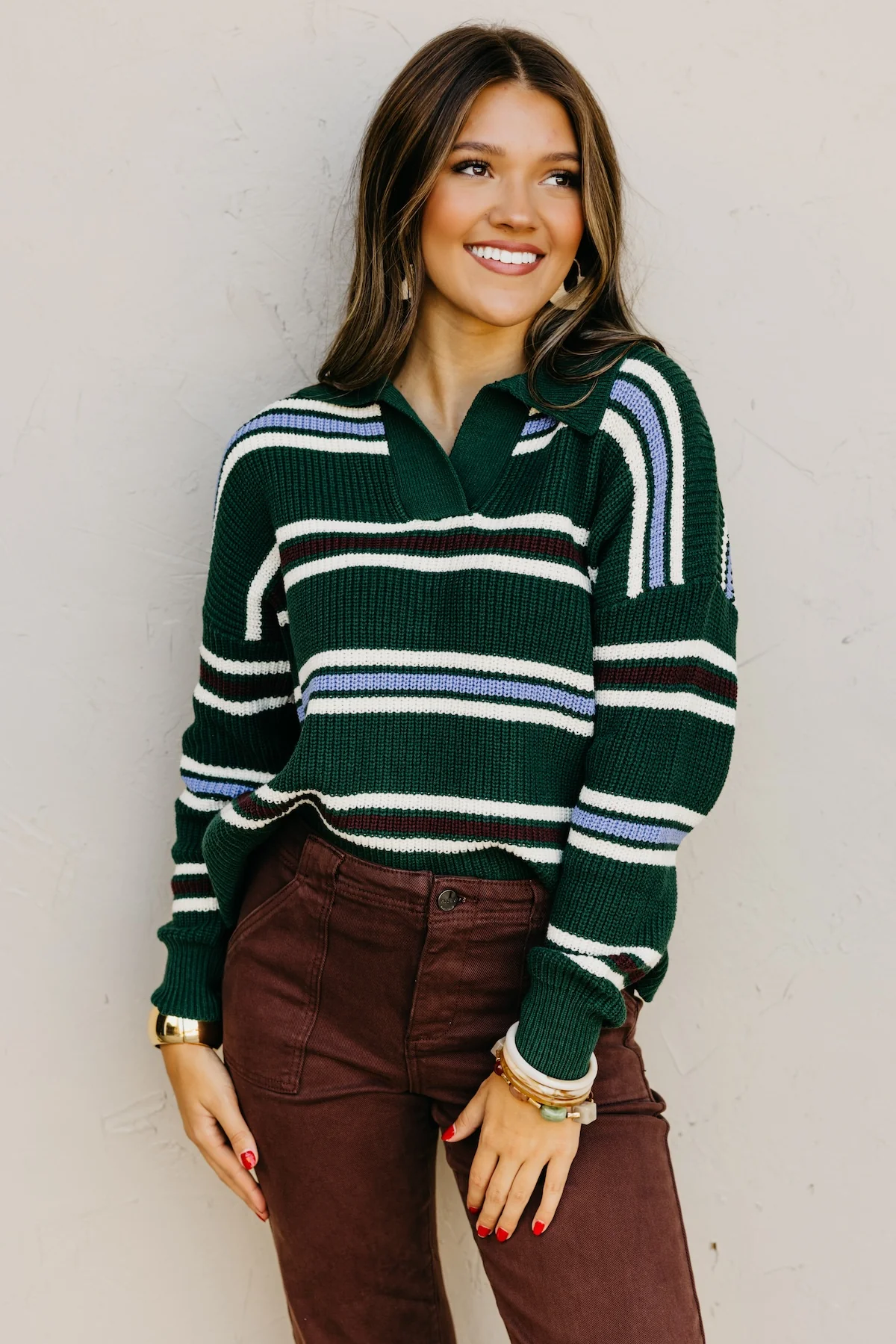 The Joanie Collared Stripe Sweater - Image 4