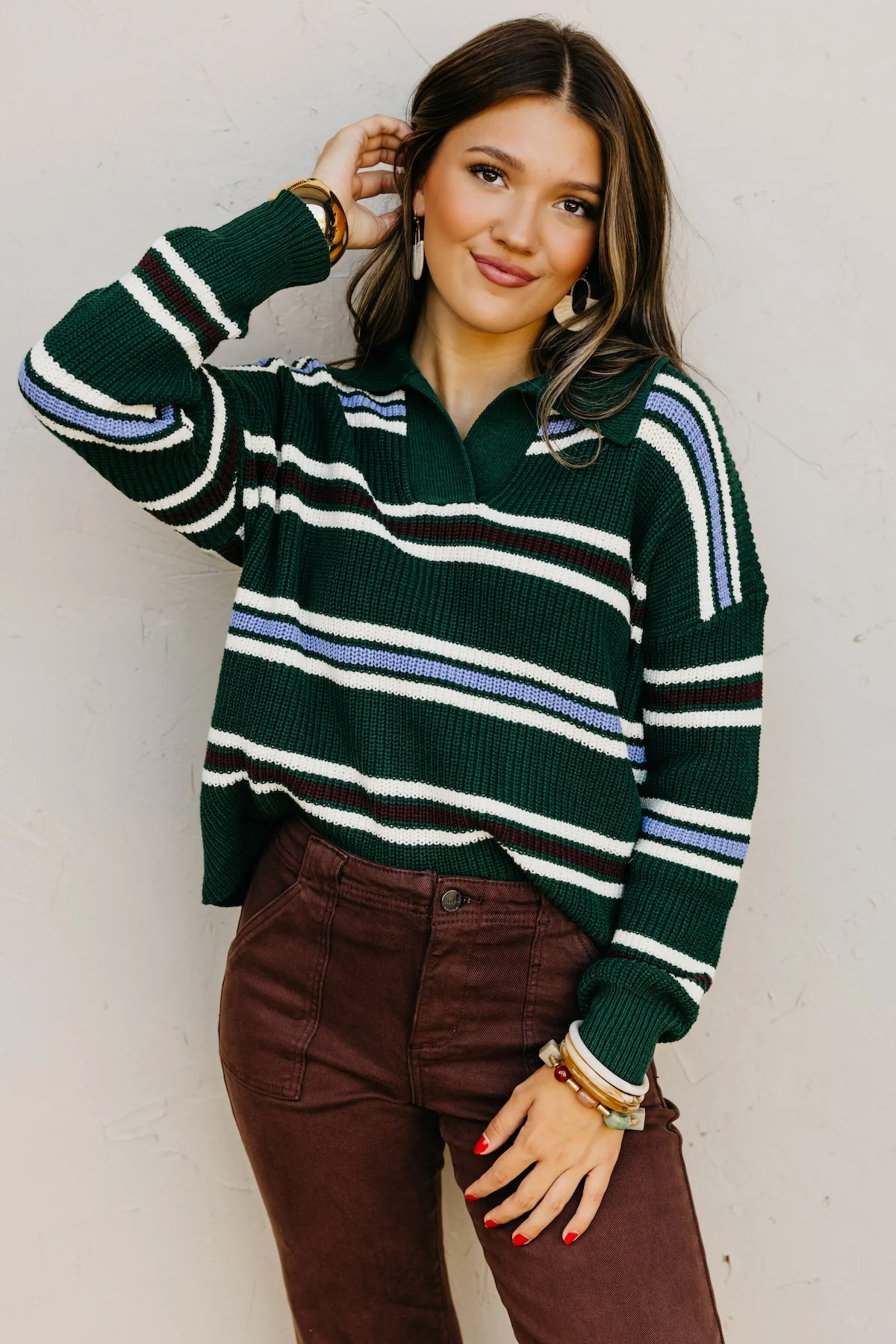 The Joanie Collared Stripe Sweater - Image 5