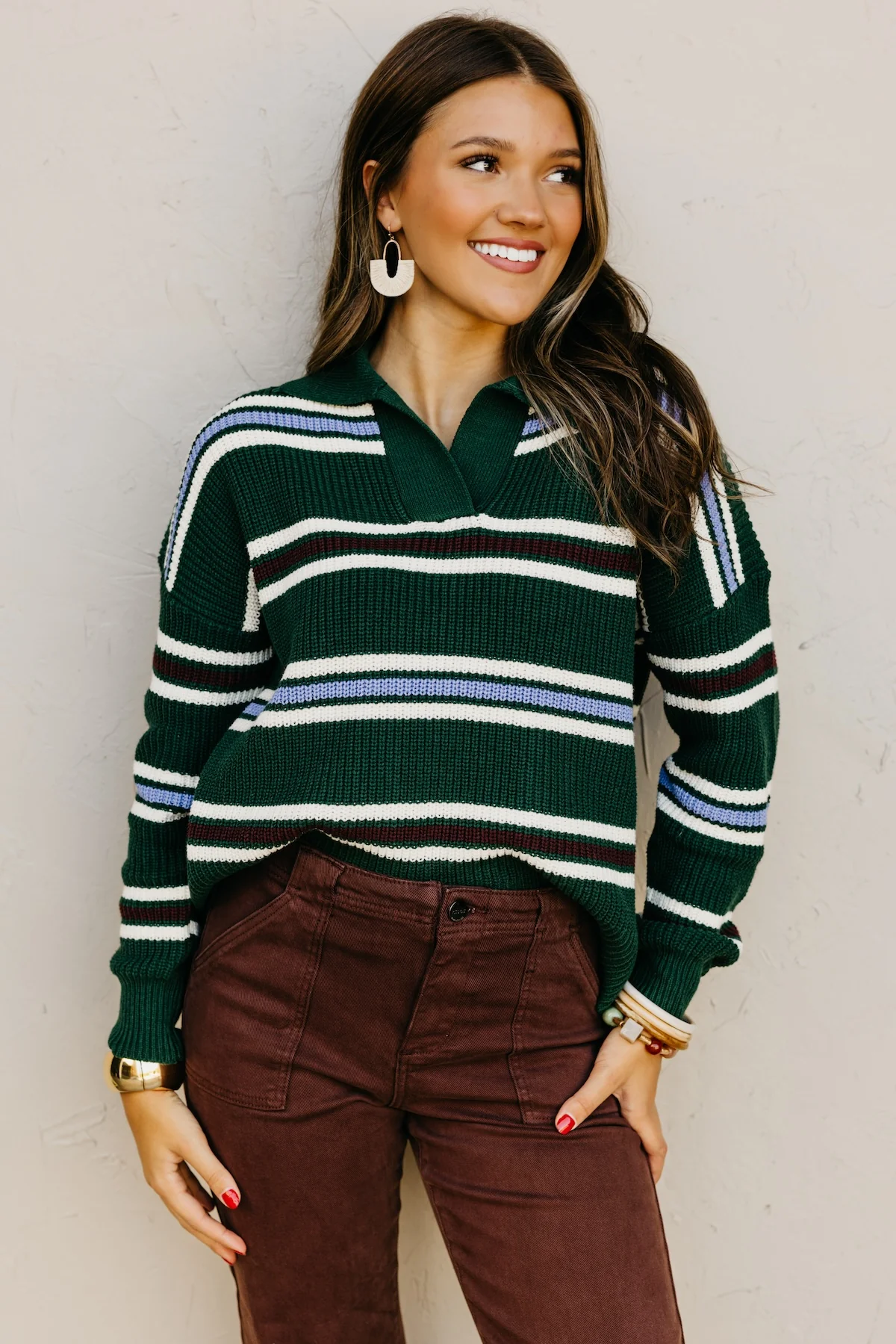 The Joanie Collared Stripe Sweater - Image 6