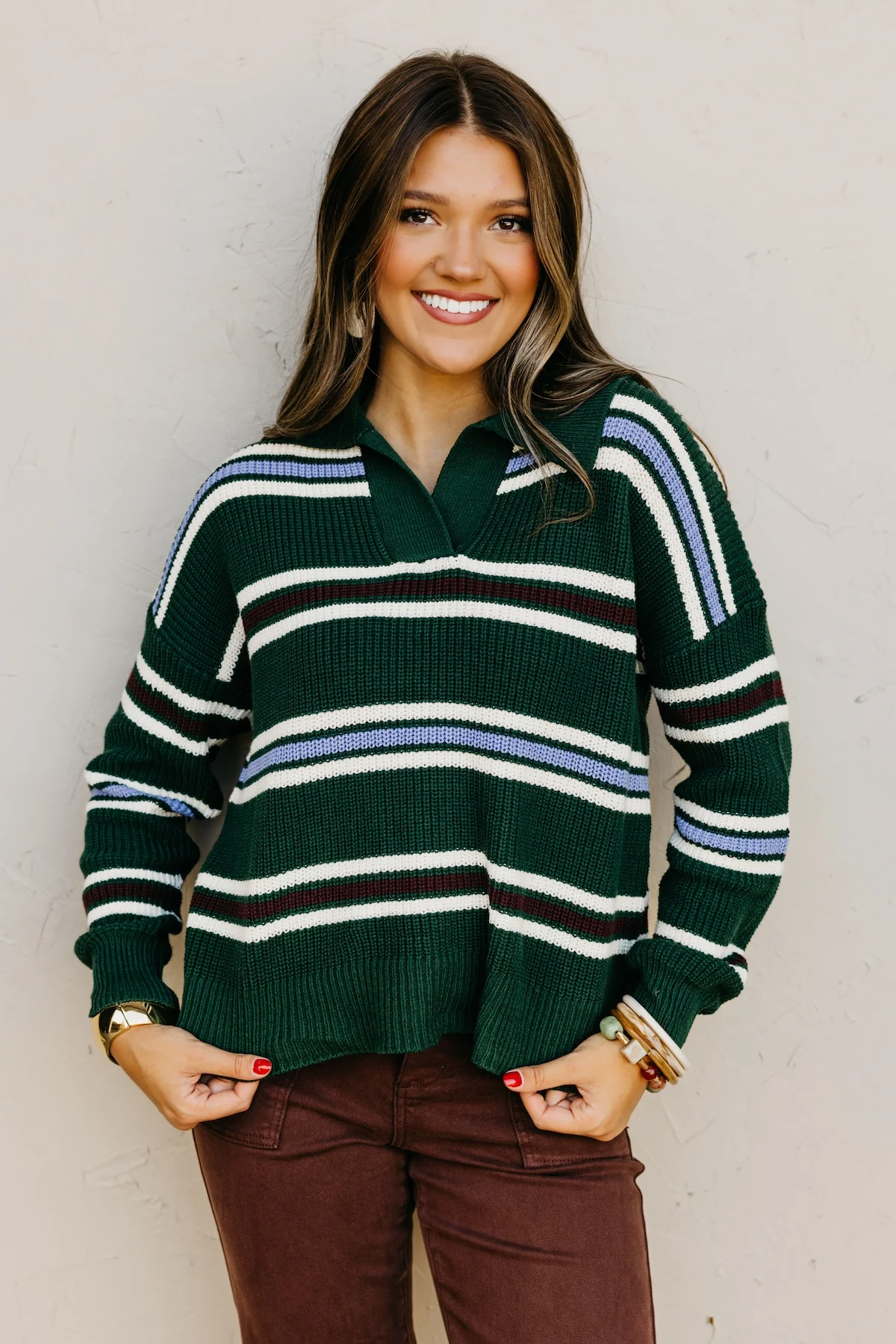 The Joanie Collared Stripe Sweater - Image 7