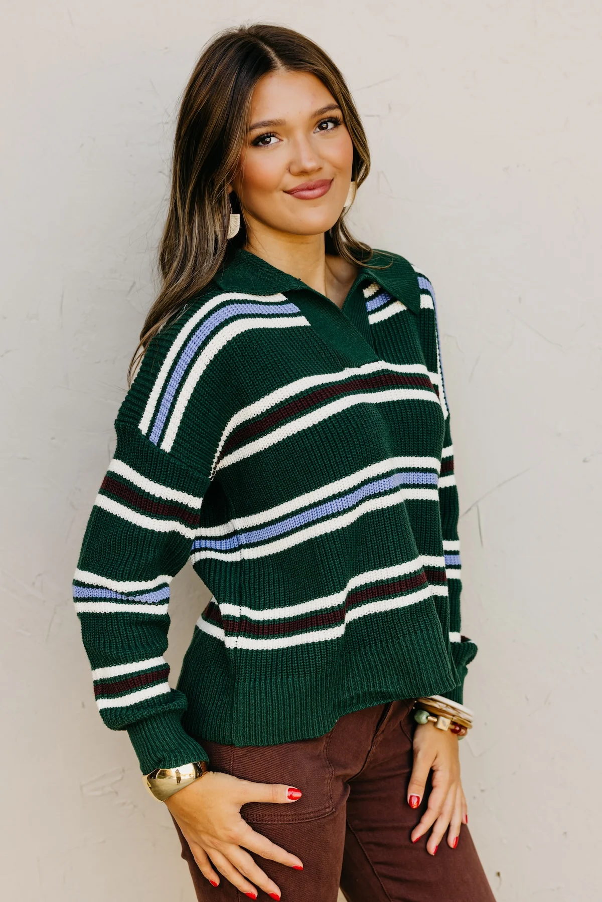 The Joanie Collared Stripe Sweater - Image 8