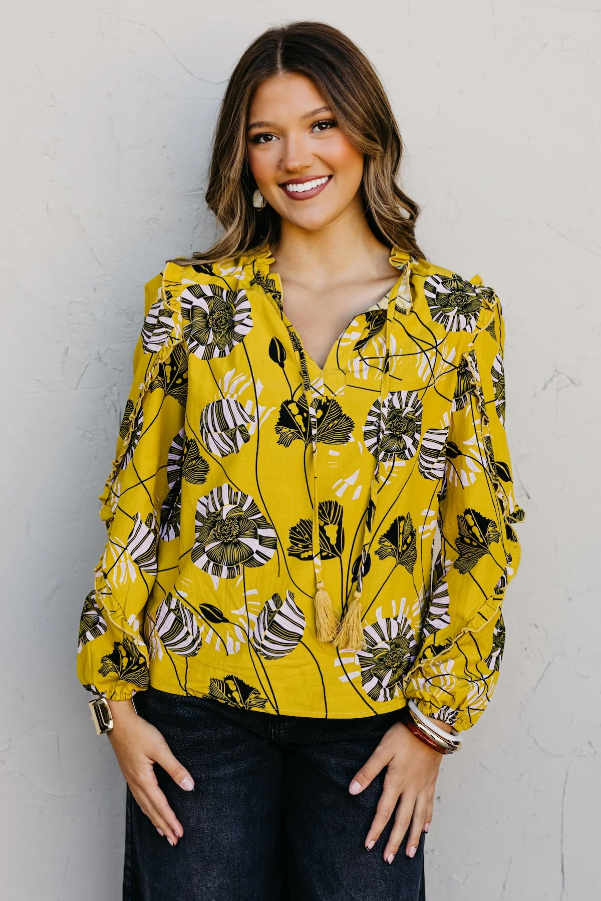 The Joey Printed Peasant Tie Top - Image 10