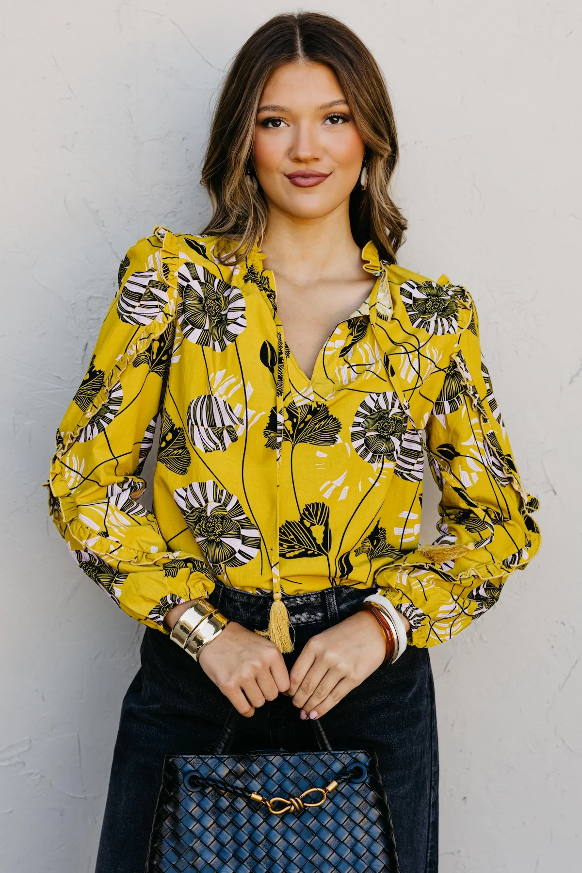 The Joey Printed Peasant Tie Top - Image 2