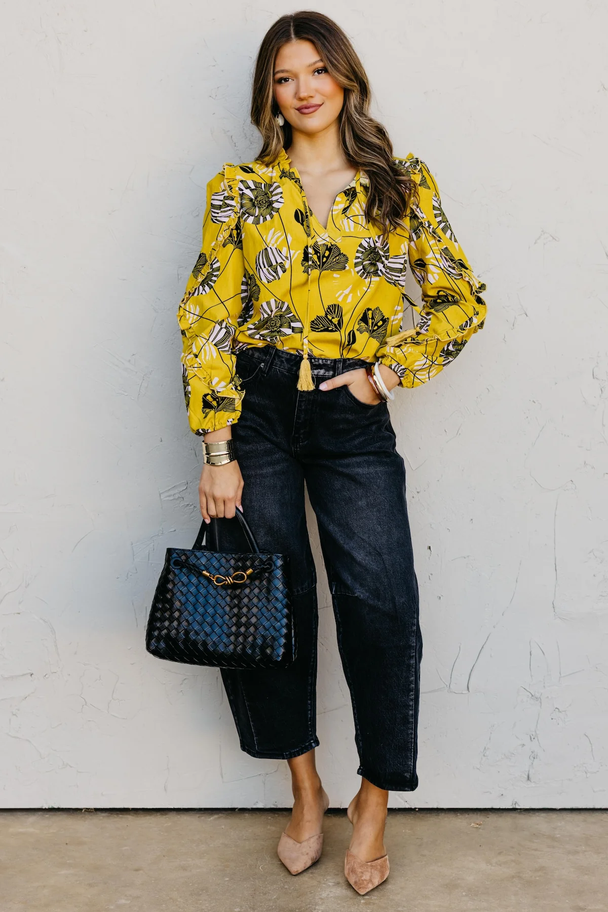 The Joey Printed Peasant Tie Top - Image 3