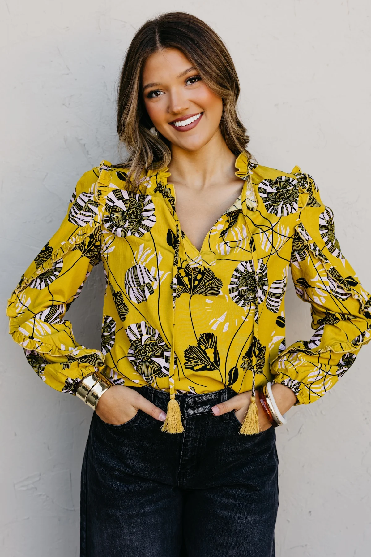 The Joey Printed Peasant Tie Top - Image 4