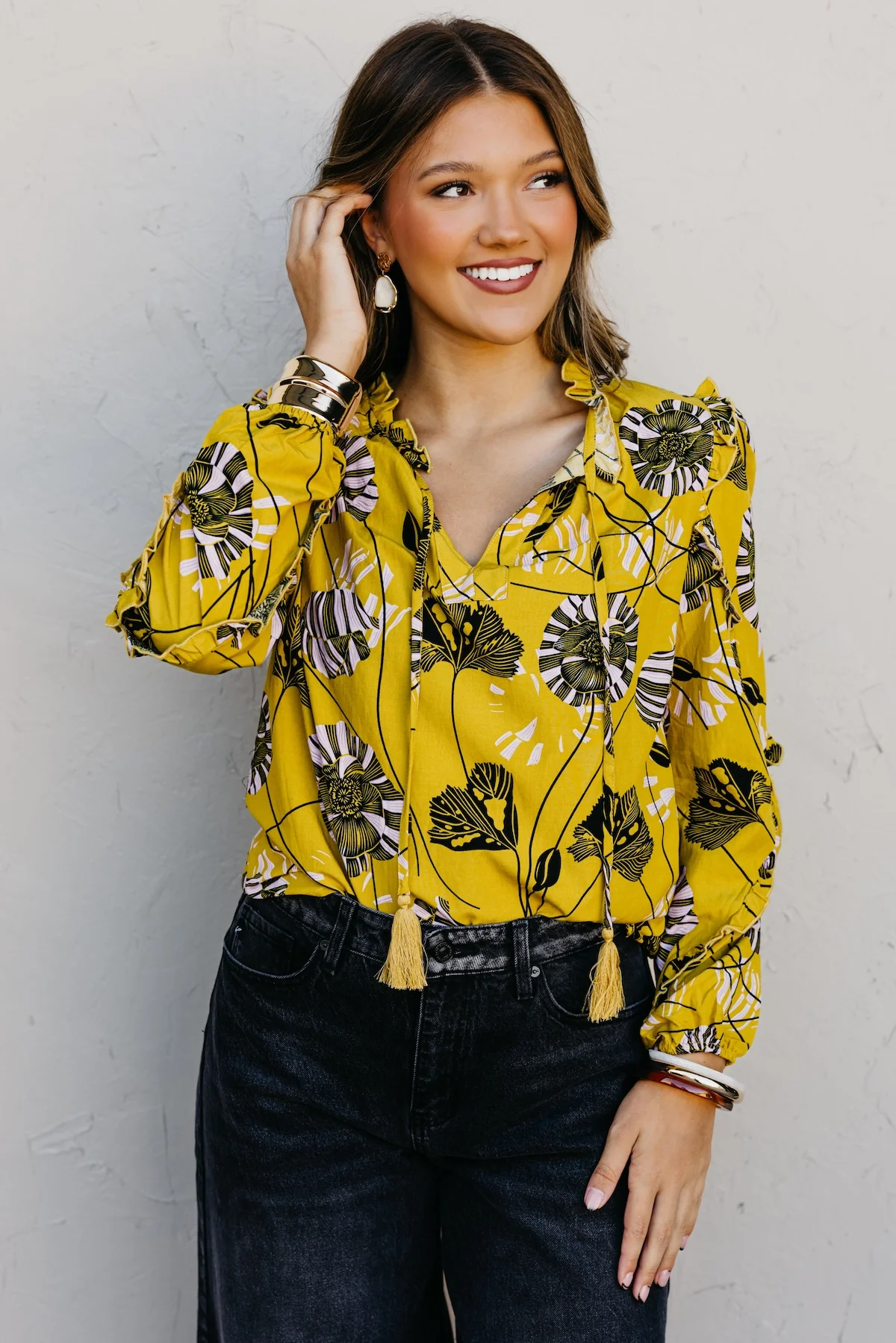 The Joey Printed Peasant Tie Top - Image 8