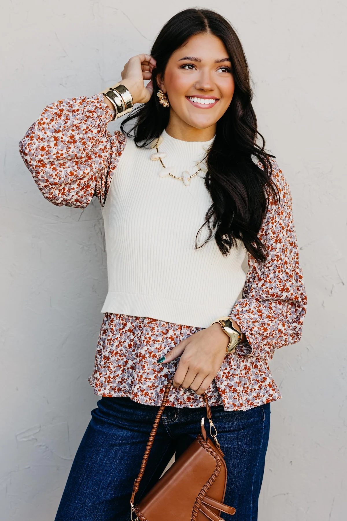 The Josie Mixed Media Peplum Sweater - Image 5