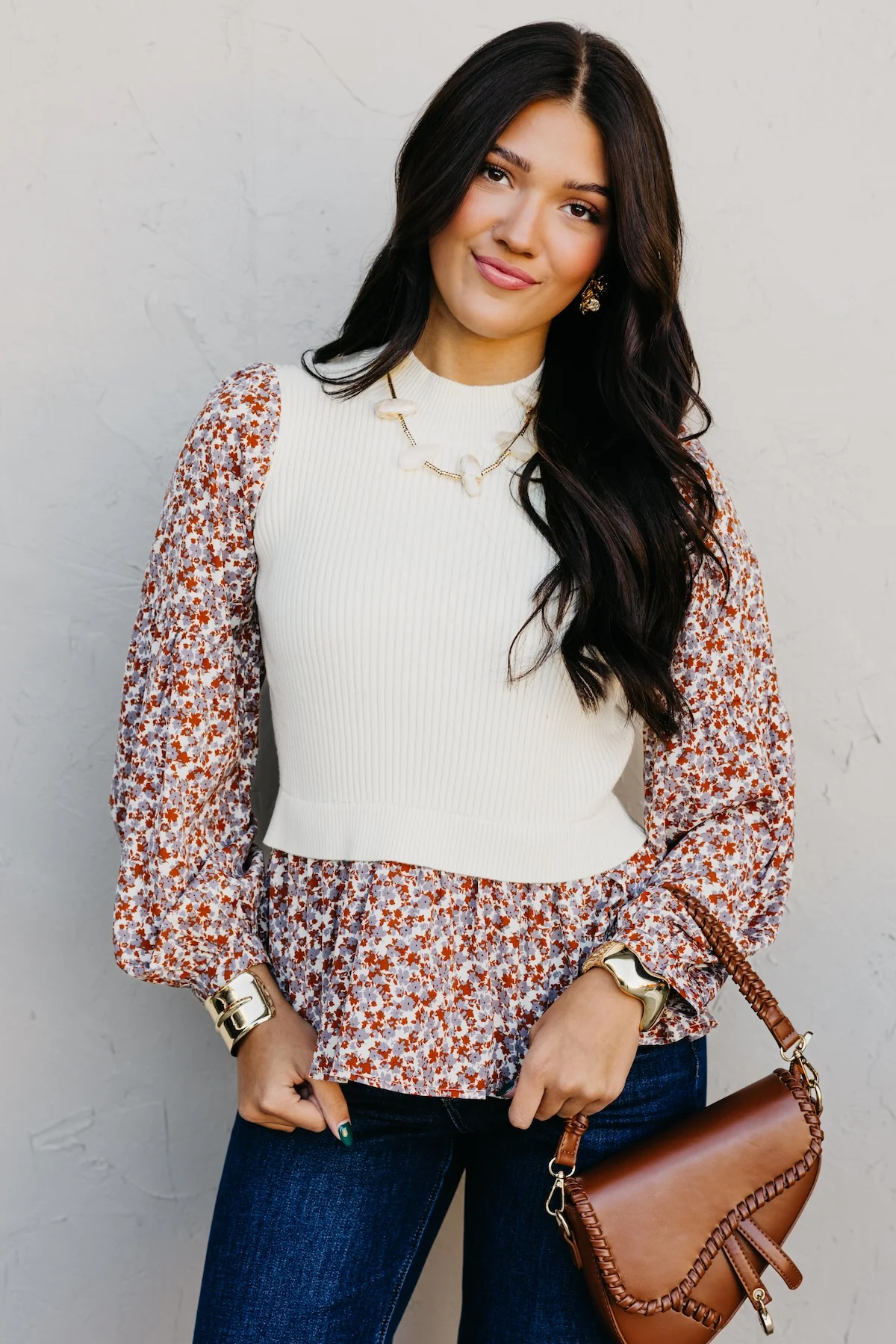 The Josie Mixed Media Peplum Sweater - Image 6
