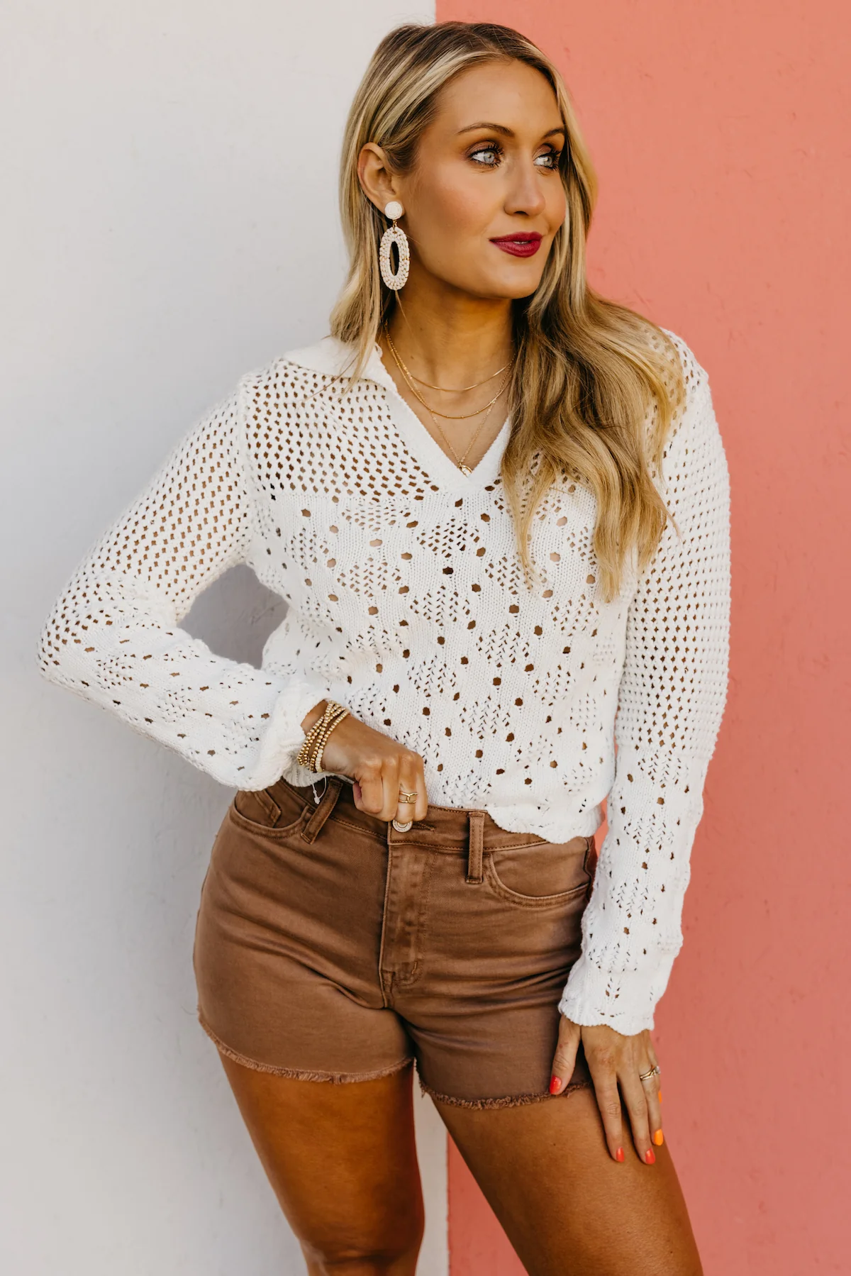 The Judah Collared Pointelle Sweater - Image 6