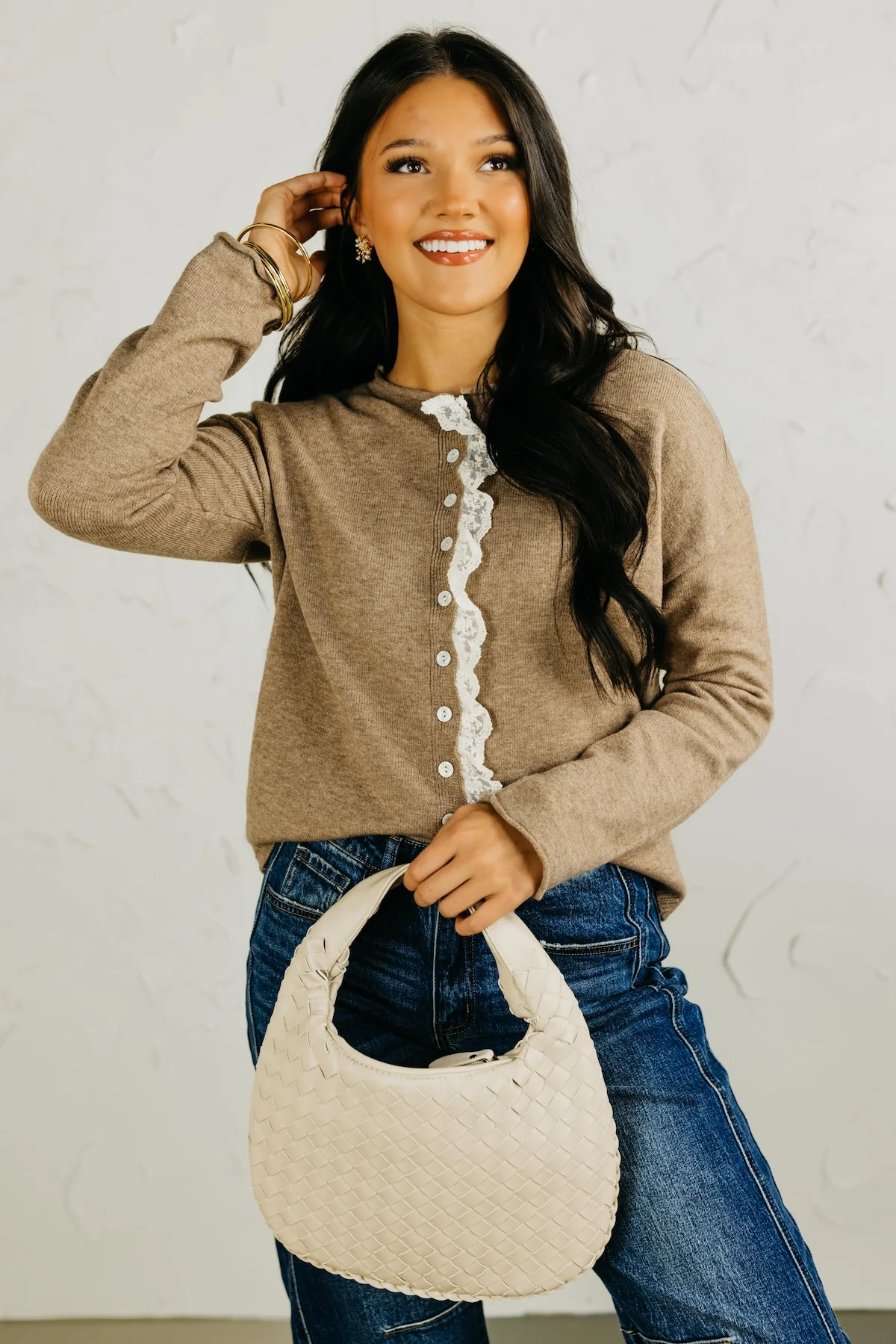 The Julian Lace Trim Button Up Sweater - Image 3