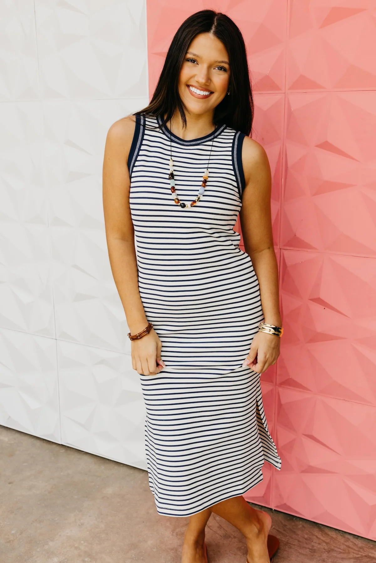 The Kaitlyn Stripe Contrast Midi Dress - Image 2