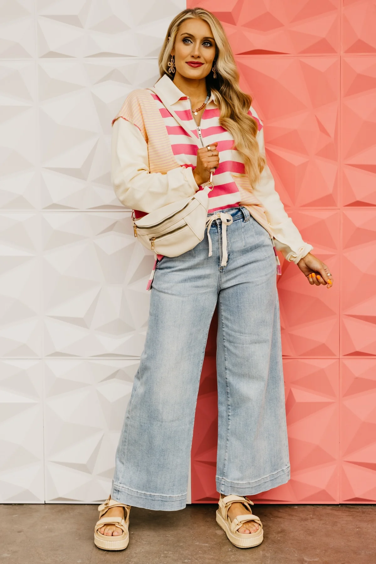 The Kamila Mixed Stripe Quarter Zip Sweatshirt - Image 2