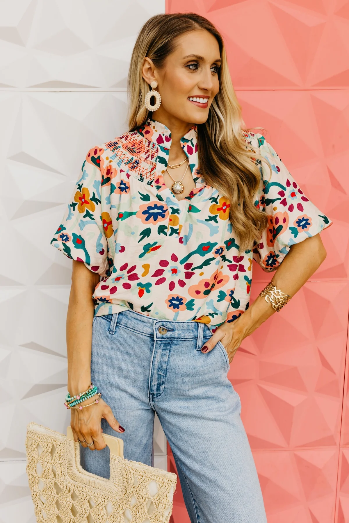 The Kane Smocked Yoke Blouse - Image 3