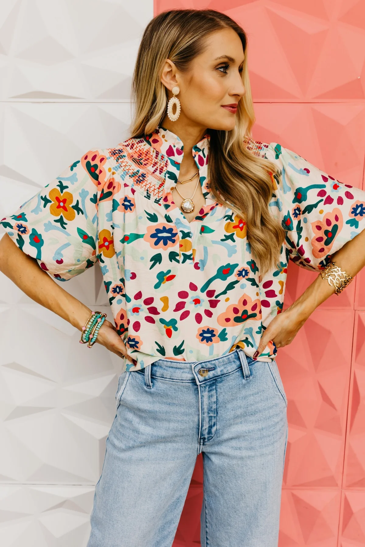 The Kane Smocked Yoke Blouse - Image 4