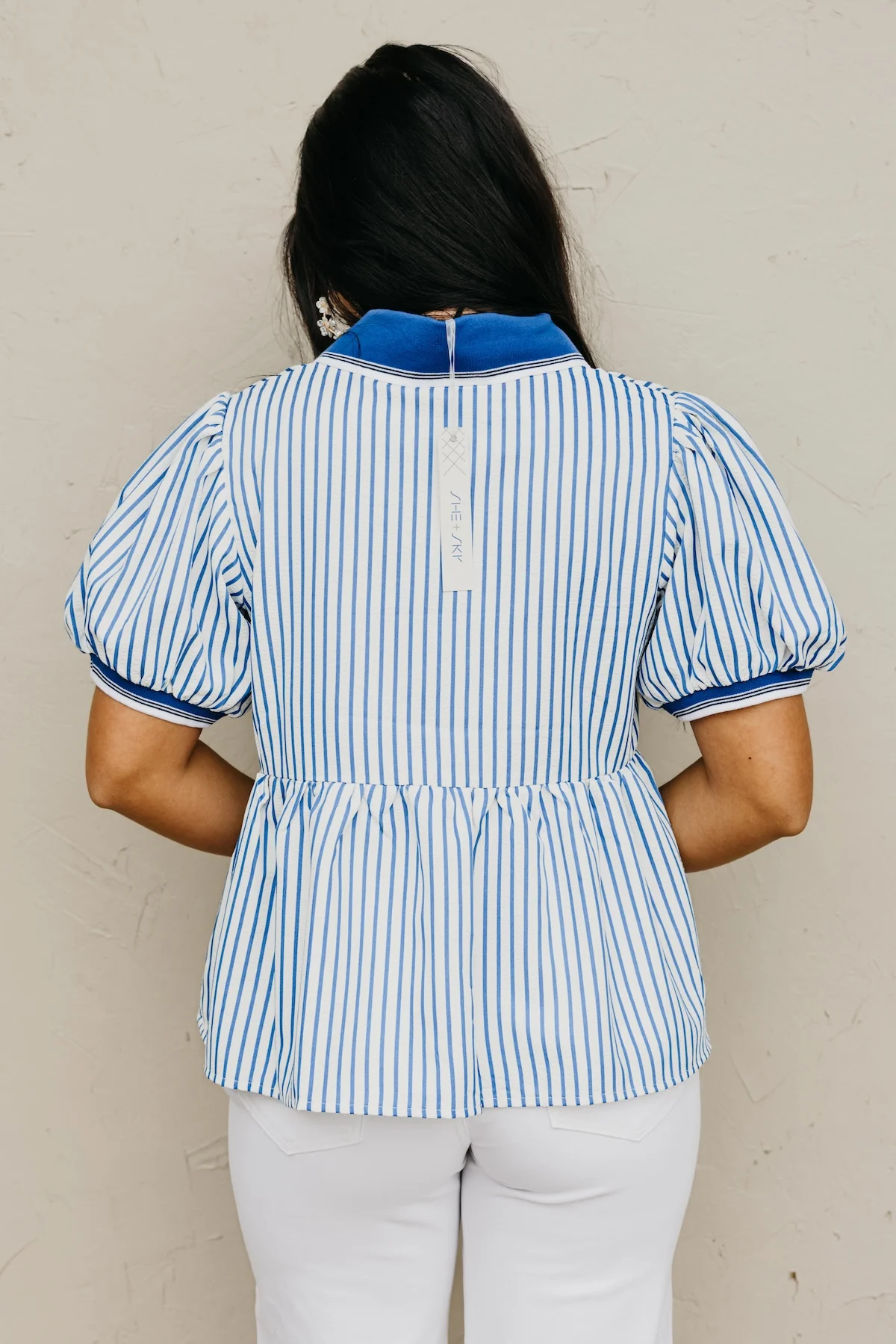The Karter Puff Sleeve Striped Top - Image 10