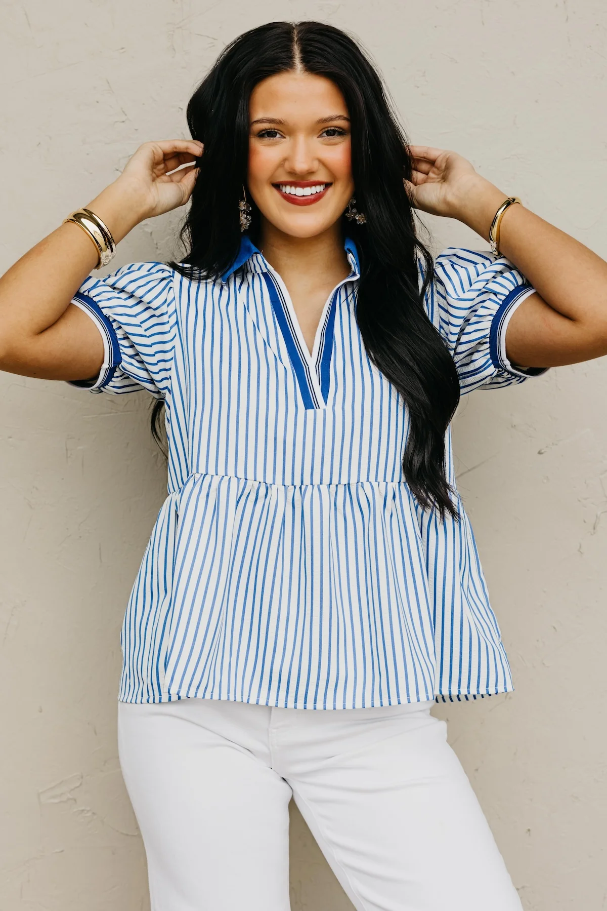 The Karter Puff Sleeve Striped Top - Image 3