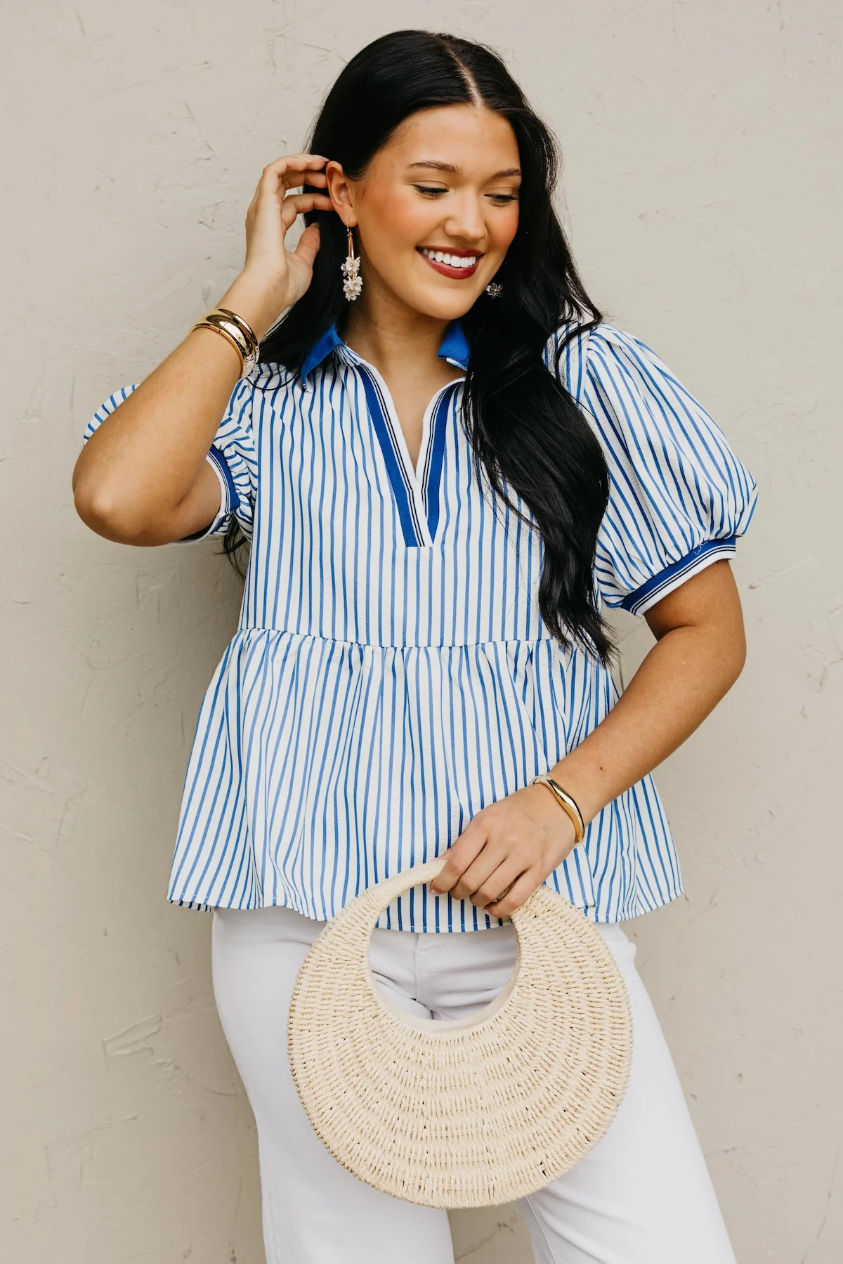 The Karter Puff Sleeve Striped Top - Image 5