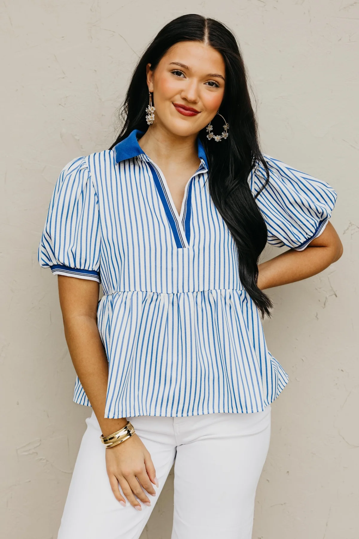The Karter Puff Sleeve Striped Top - Image 7