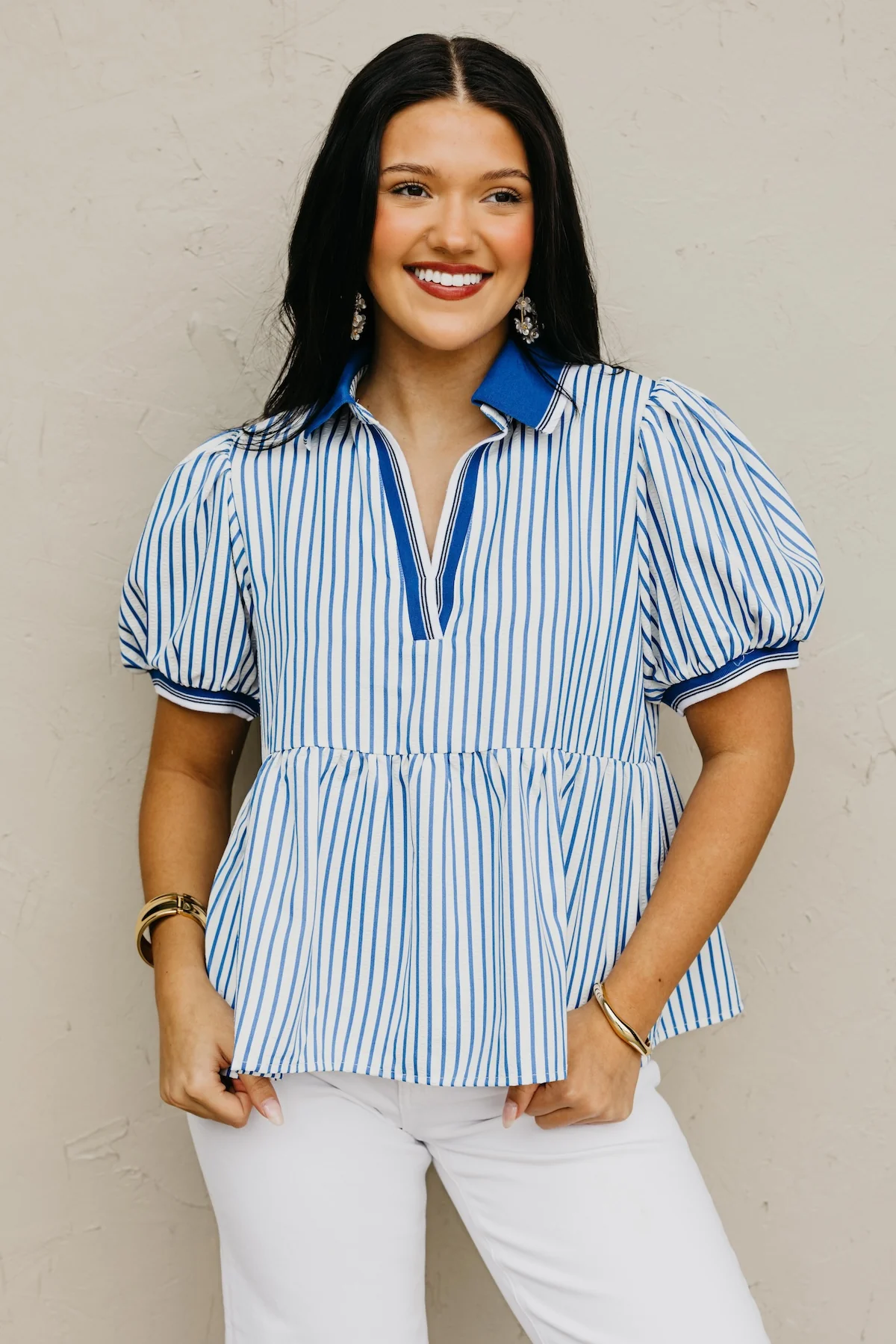 The Karter Puff Sleeve Striped Top - Image 8