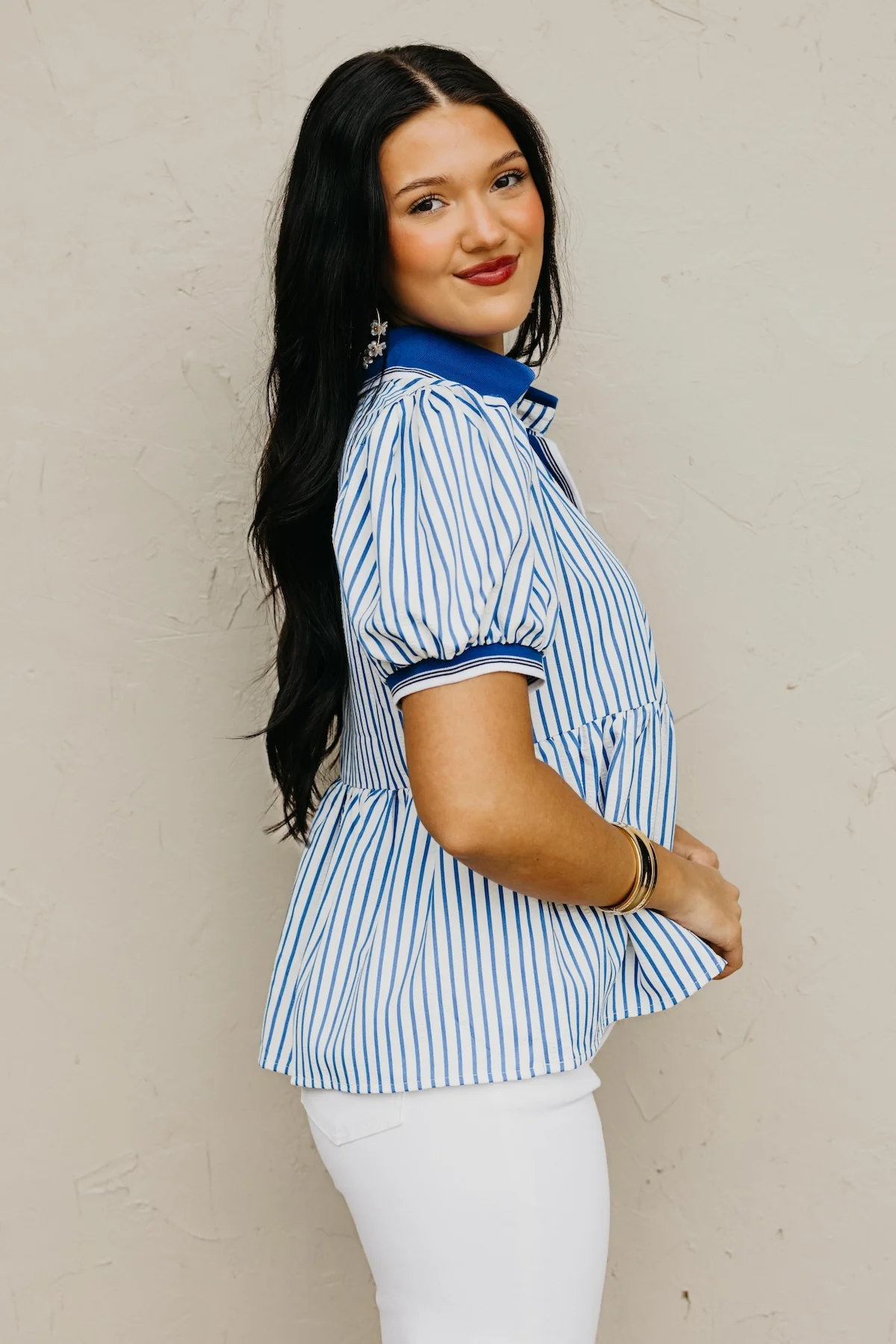 The Karter Puff Sleeve Striped Top - Image 9