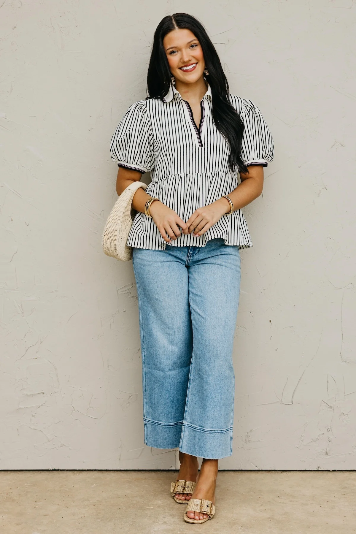 The Karter Puff Sleeve Striped Top - Image 2