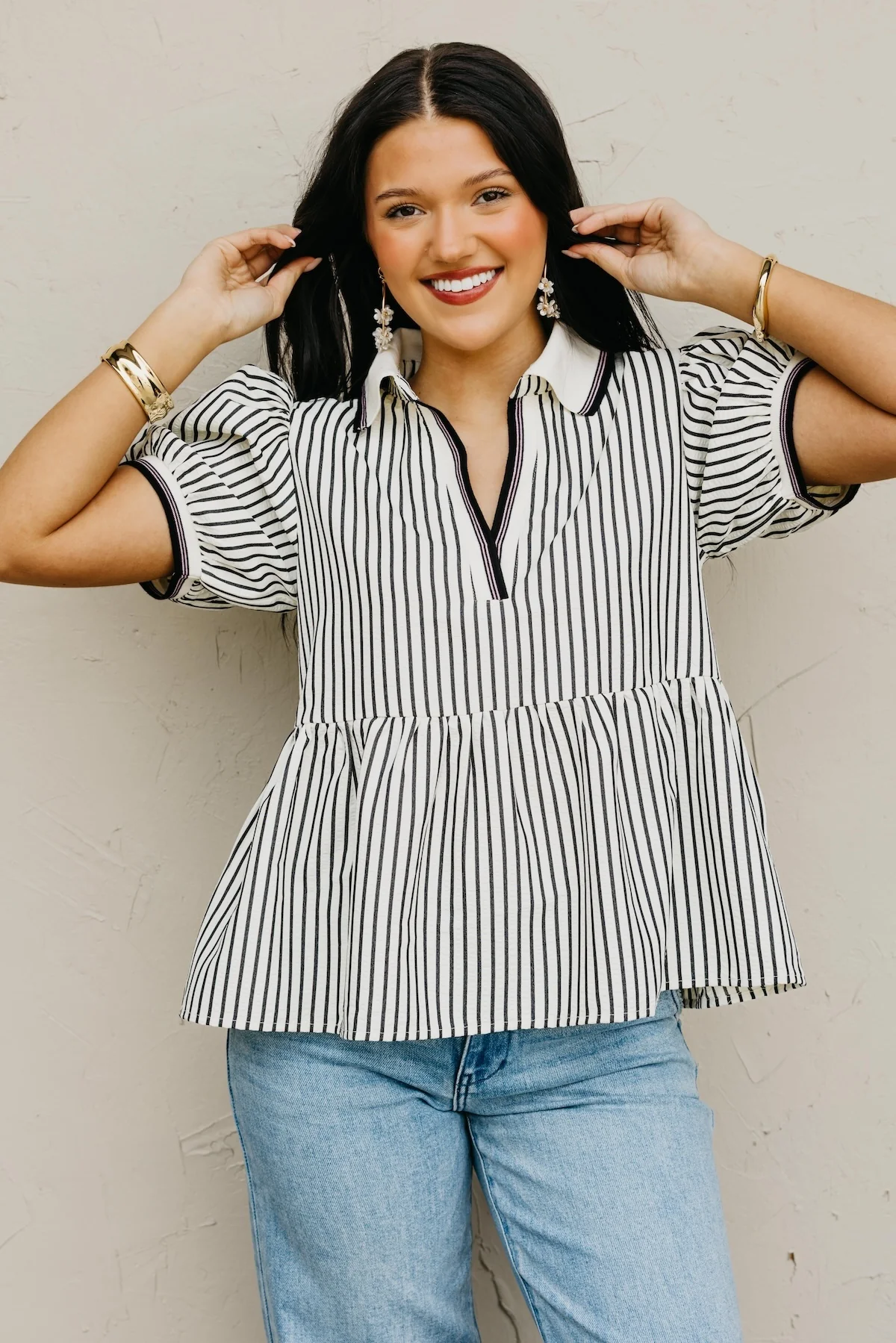 The Karter Puff Sleeve Striped Top - Image 5