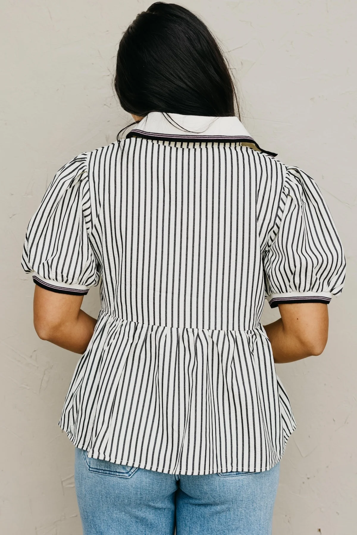 The Karter Puff Sleeve Striped Top - Image 9