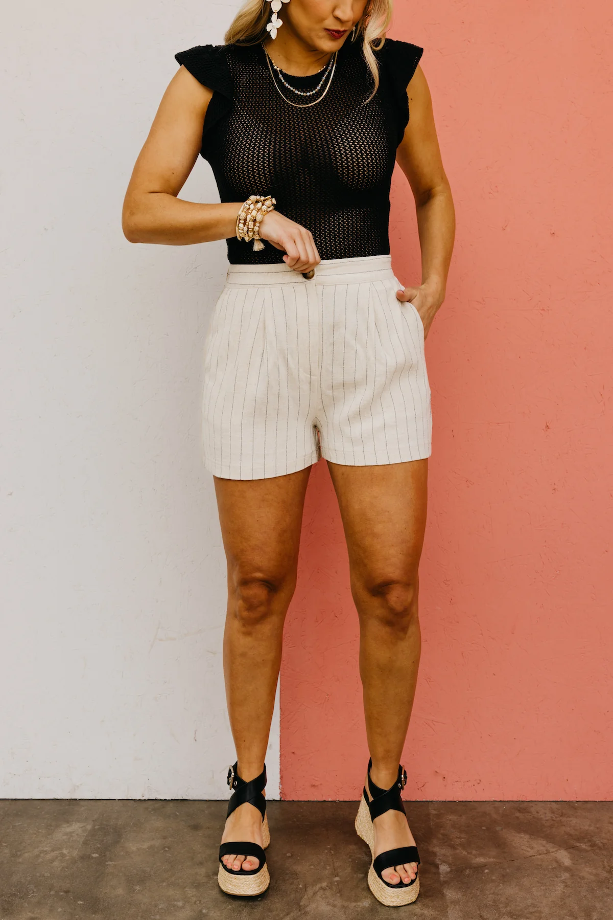 The Katelyn Pleated Striped Shorts - Image 2