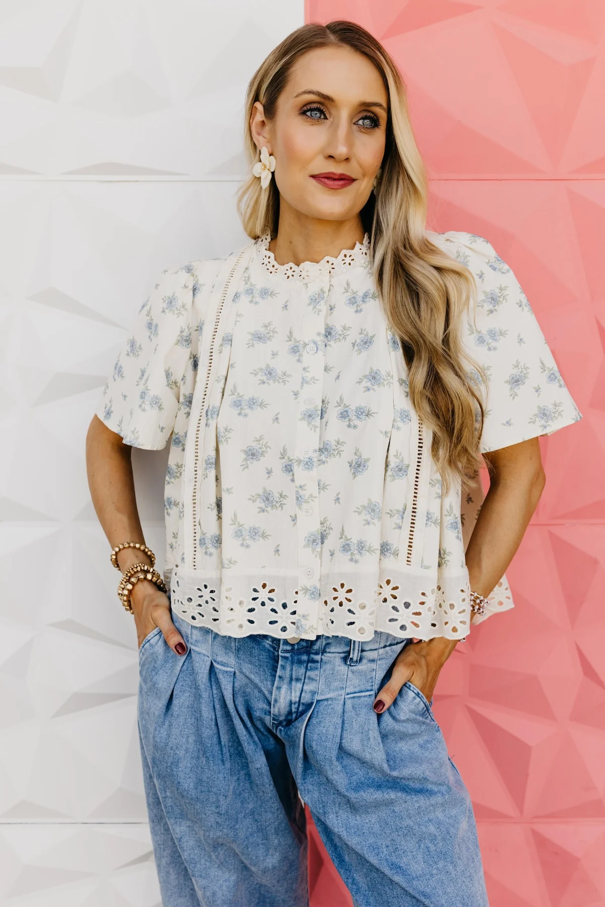 The Kayleigh Floral Flutter Sleeve Blouse - Image 6